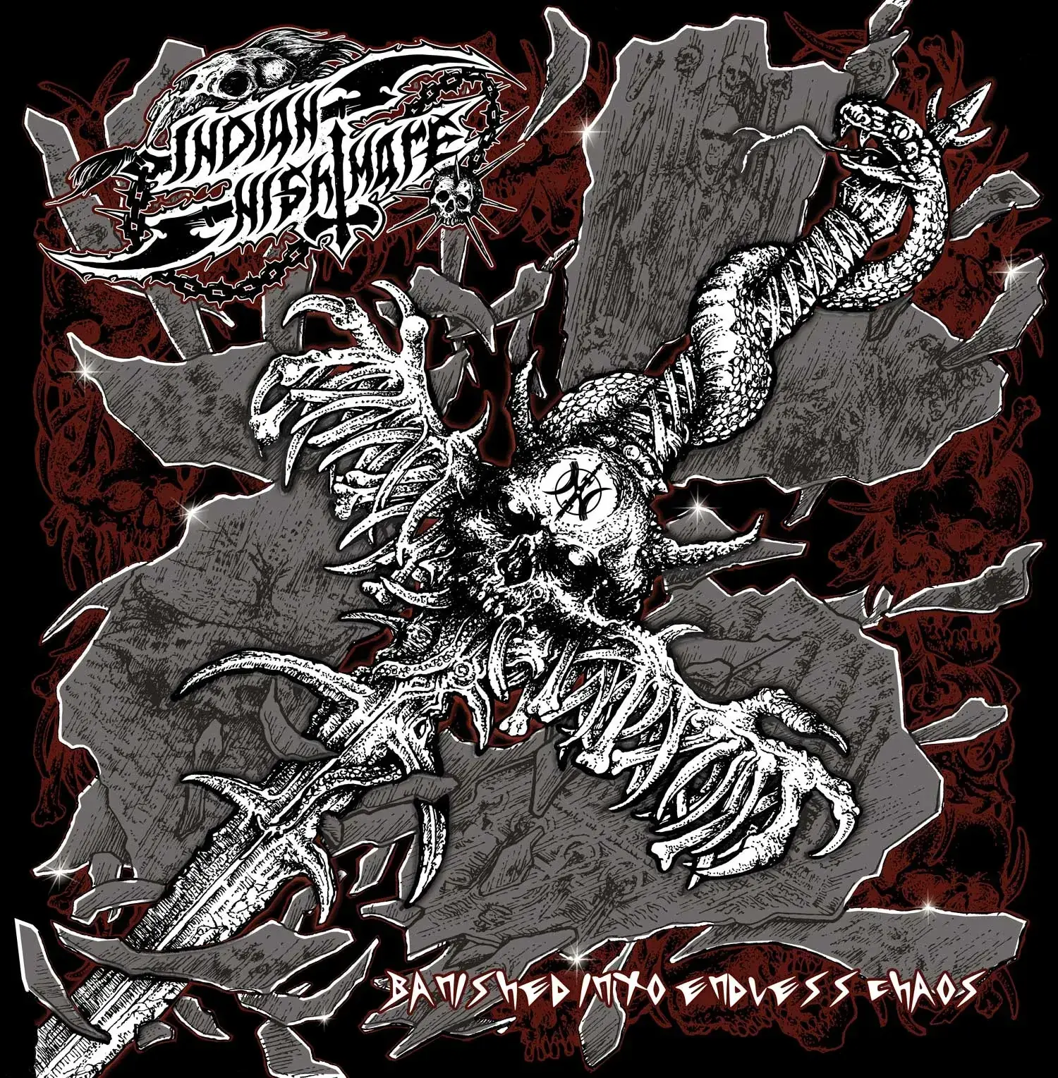 INDIAN NIGHTMARE - Banished into Endless Chaos · SILVER LP · Bild 1 INDIAN NIGHTMARE - Banished into Endless Chaos · SILVER LP (Heavy Metal Vinyl) · Bild 1