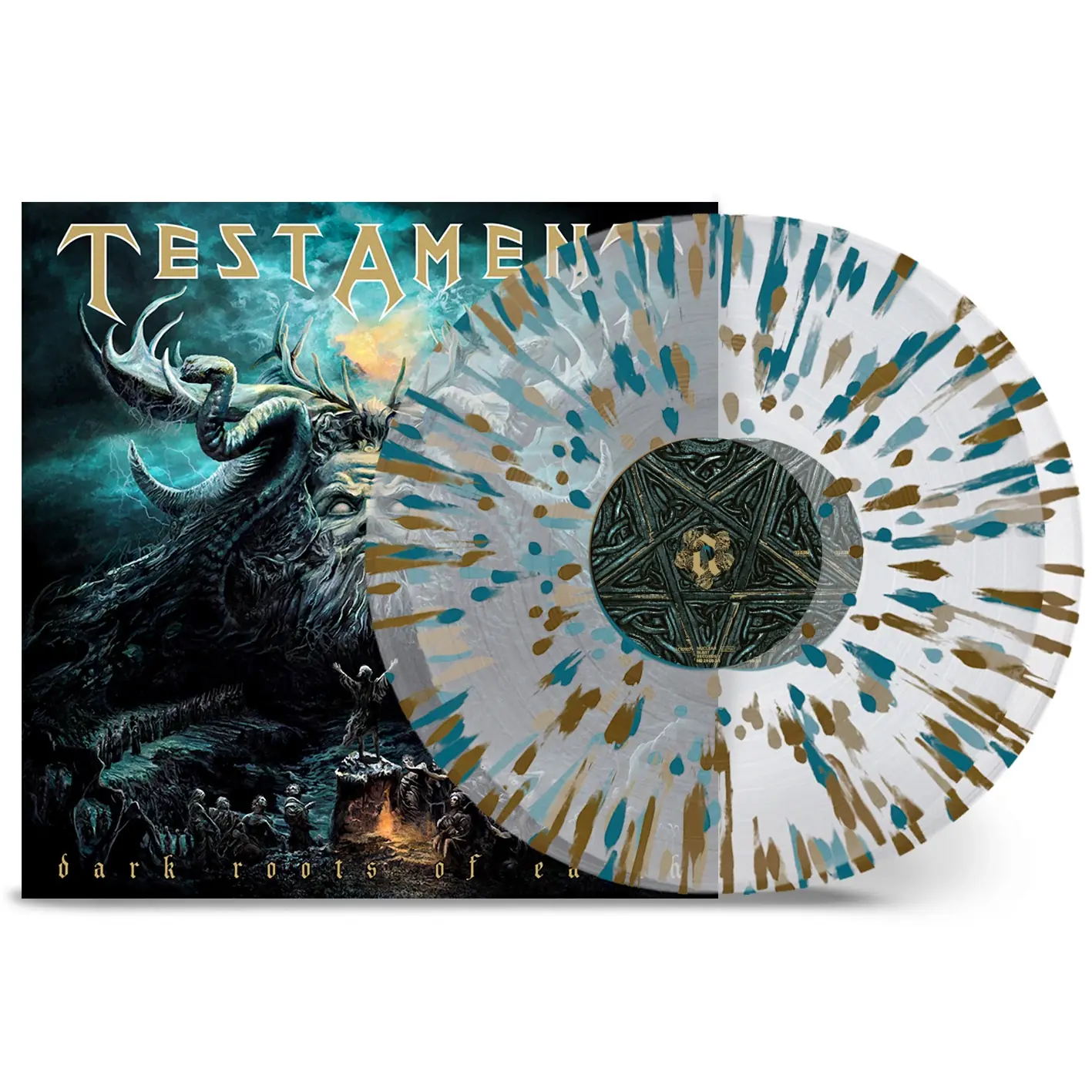 TESTAMENT - Dark Roots Of Earth · CLEAR/GOLD/GREEN SPLATTER DLP TESTAMENT - Dark Roots Of Earth · CLEAR/GOLD/GREEN SPLATTER DLP (Thrash Metal Vinyl)