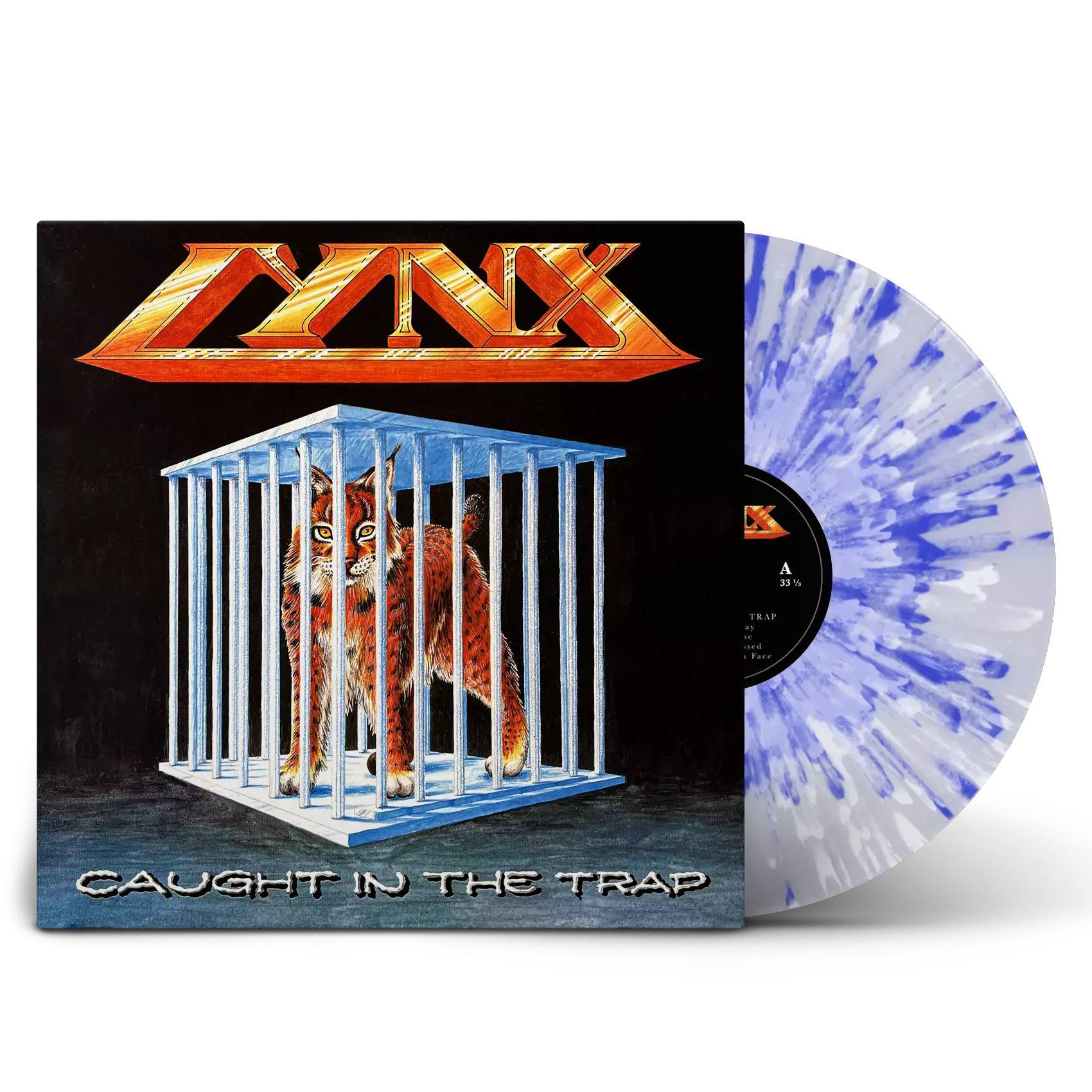 LYNX - Caught in the trap · FROZEN SKY SPLATTER LP (Heavy Metal Vinyl)