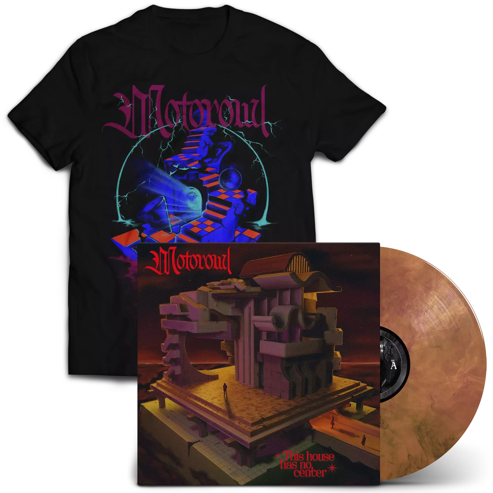 MOTOROWL - This House has no Center · ORANGE/BLACK LP+SHIRT BUNDLE (Doom Rock/Hardrock/Doom Metal Vinyl)