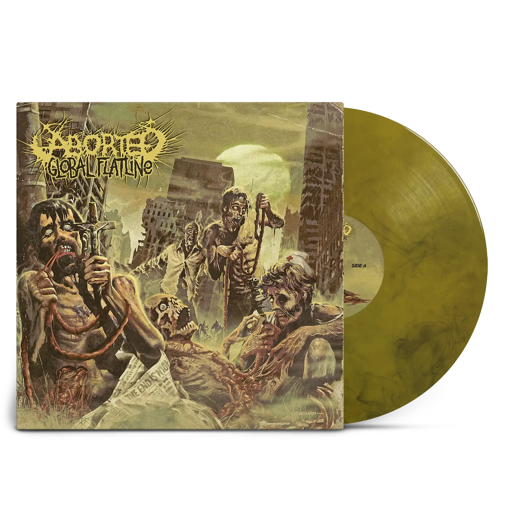 ABORTED - Global Flatline · YELLOW/BLACK MARBLED LP ABORTED - Global Flatline · YELLOW/BLACK MARBLED LP (Death Metal/Grindcore Vinyl)