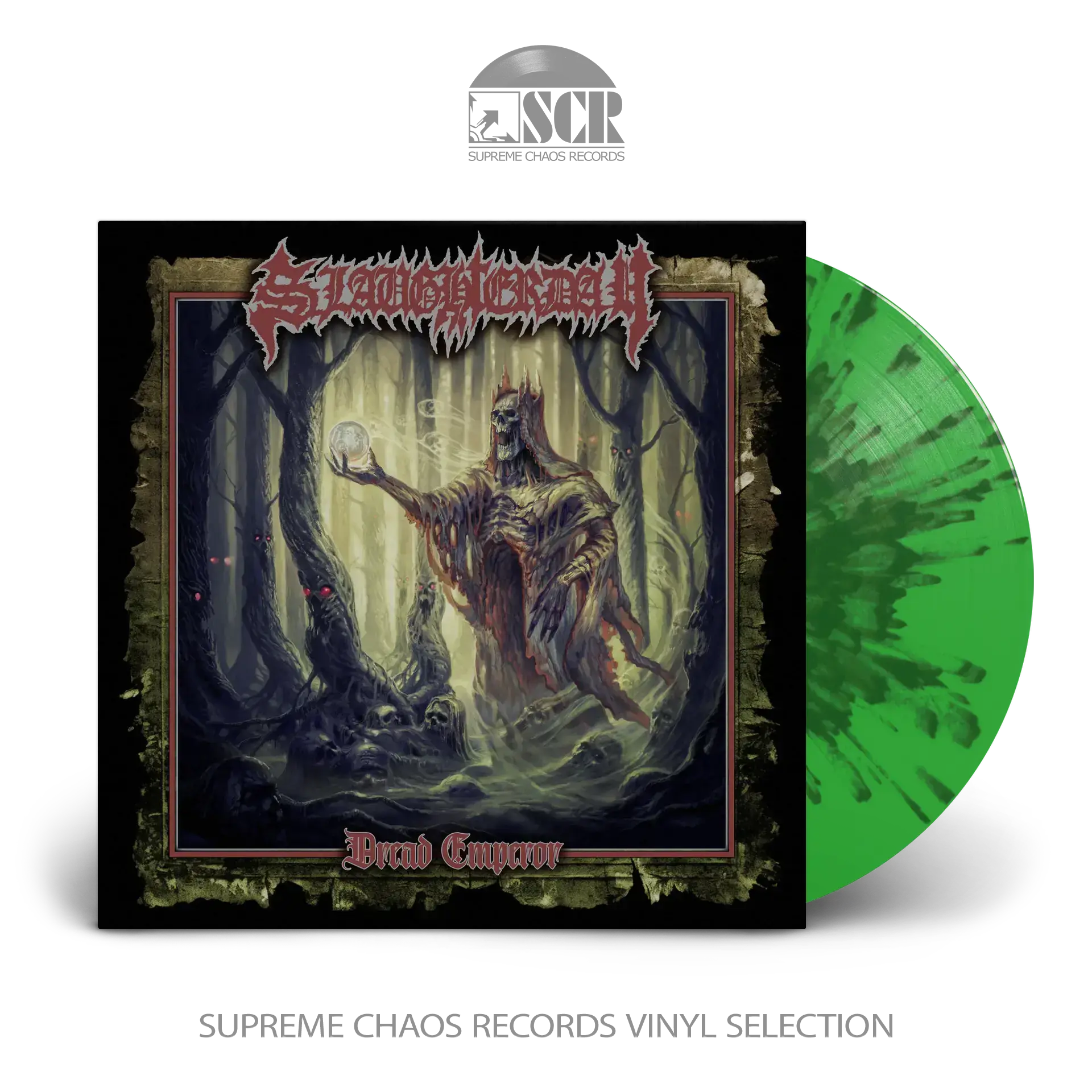 SLAUGHTERDAY · Dread Emperor | GREEN/ORANGE/BLACK SPLATTER LP SLAUGHTERDAY · Dread Emperor | GREEN/ORANGE/BLACK SPLATTER LP (Death Metal Vinyl)