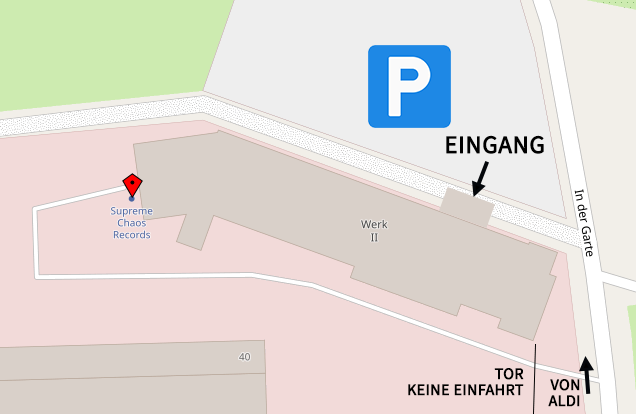 Parkplatz und Eingang Parkplatz und Eingang