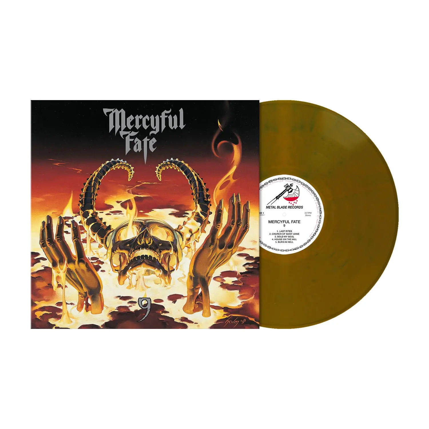 MERCYFUL FATE - 9 (Re-Issue) · YELLOW OCHRE/BLUE SWIRLS LP