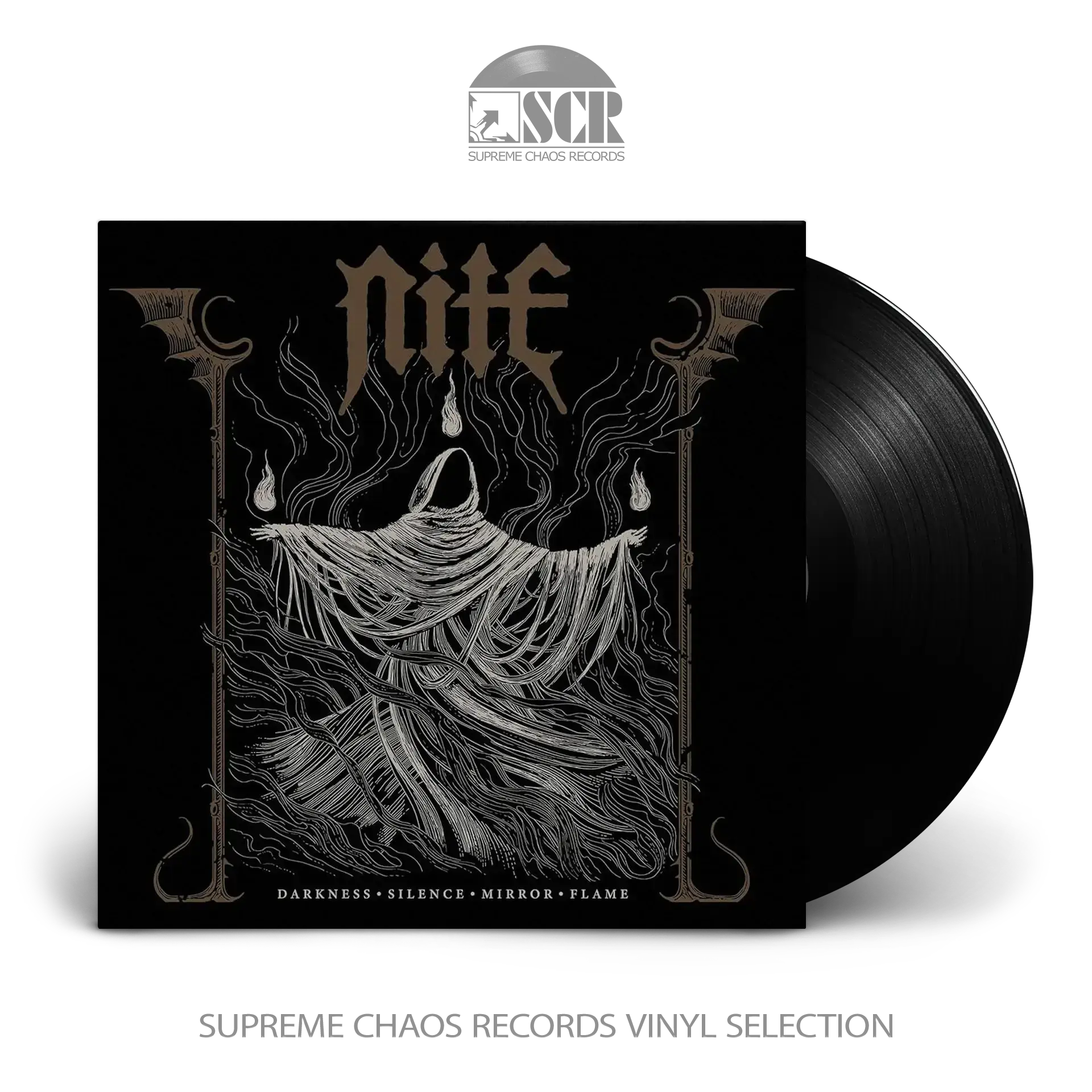 NITE · Darkness Silence Mirror Flame | BLACK LP NITE · Darkness Silence Mirror Flame | BLACK LP (Blackened Heavy Metal Vinyl)