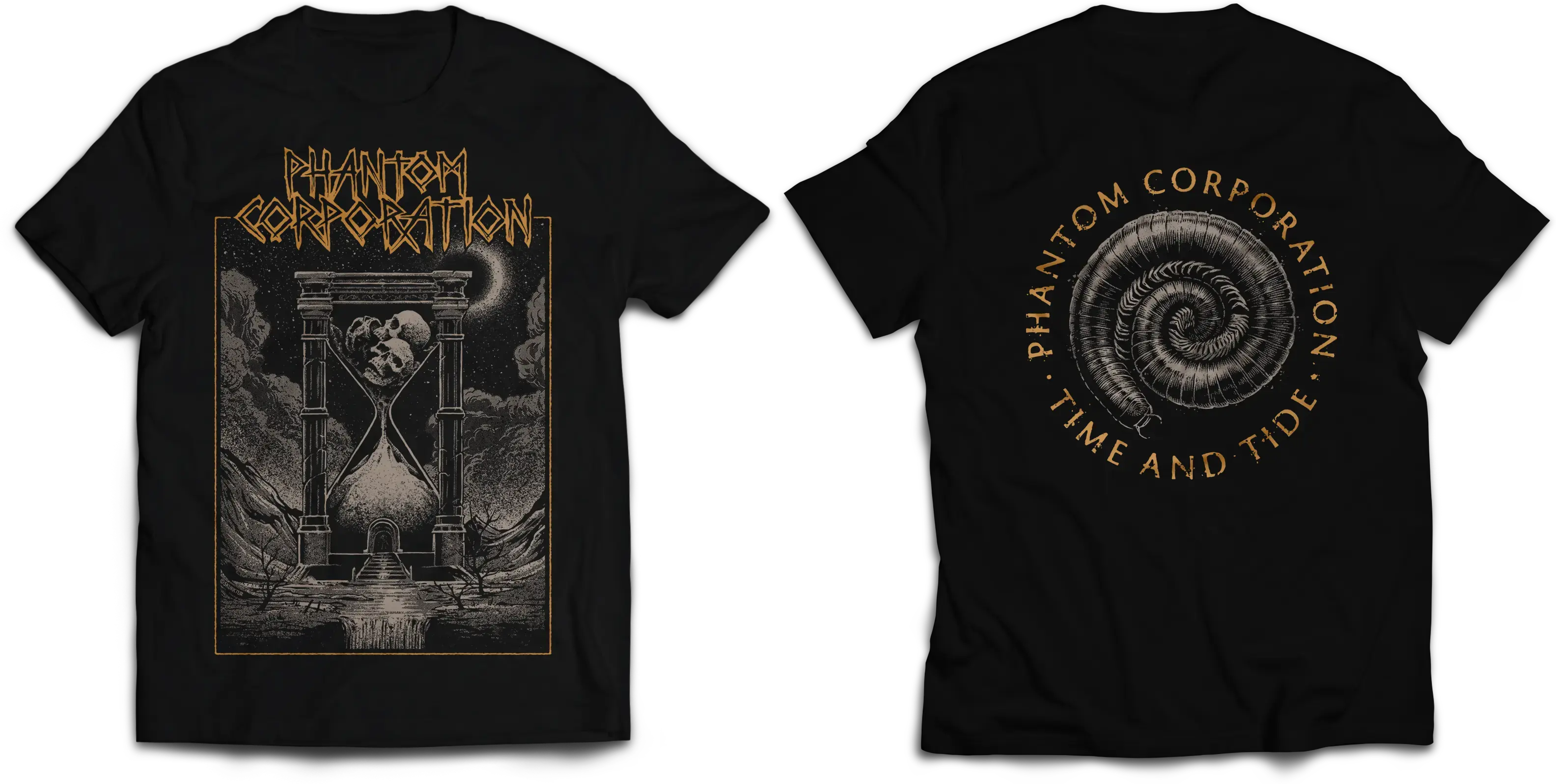 PHANTOM CORPORATION - Time And Tide Cover · T-SHIRT (Thrash Metal/D-Beat/Death Metal Clothes)