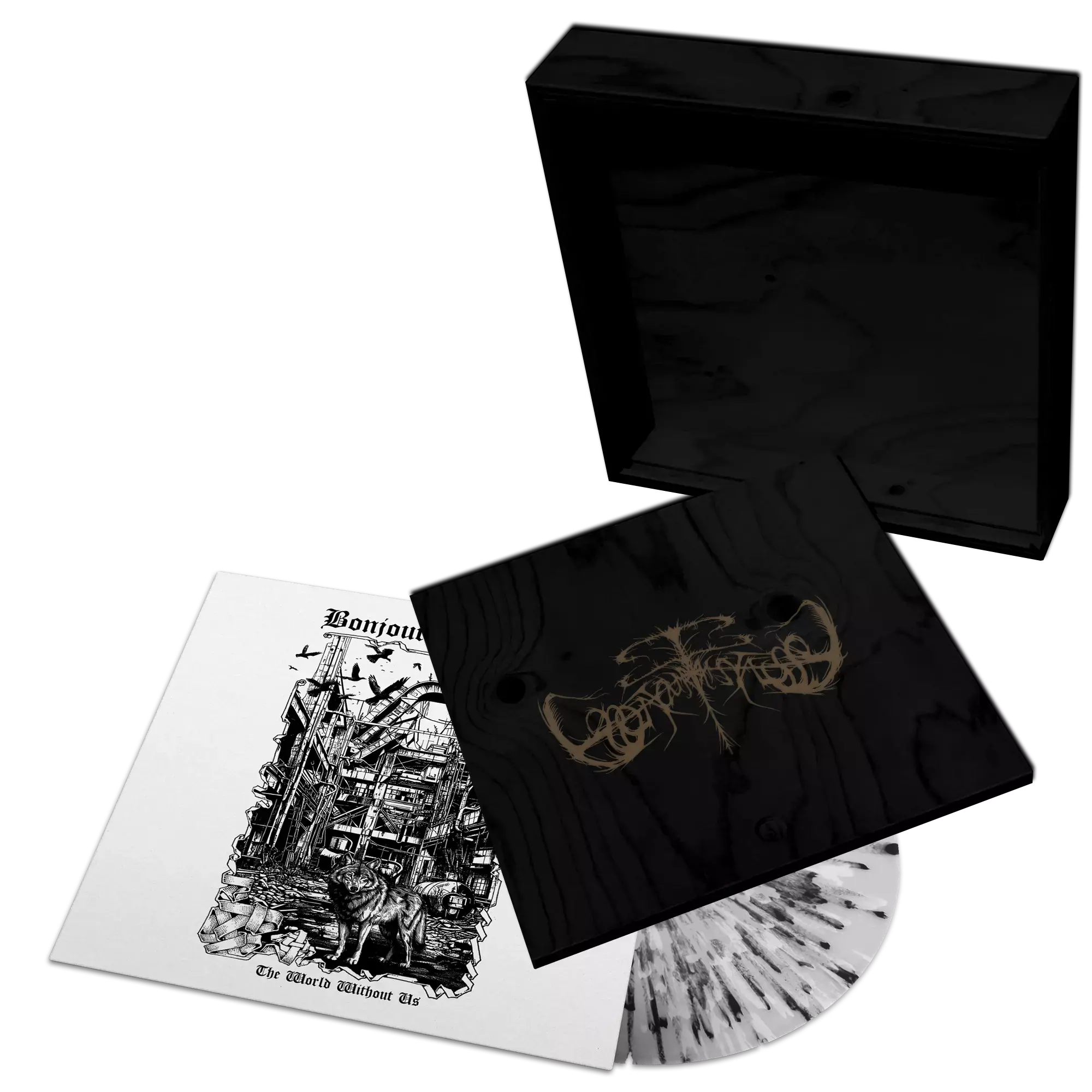 BONJOUR TRISTESSE - The World Without Us · LP WOODEN BOX (Black Metal Vinyl)