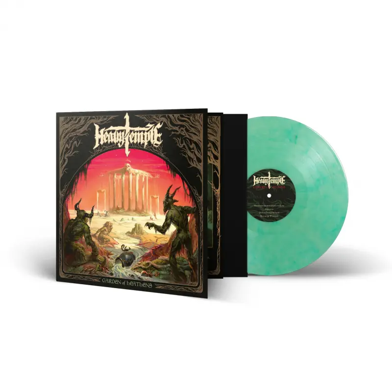 HEAVY TEMPLE - Garden Of Heathens · CLEAR/GREEN/WHITE MINTY ICE MARBLED LP (Doom Metal Vinyl)