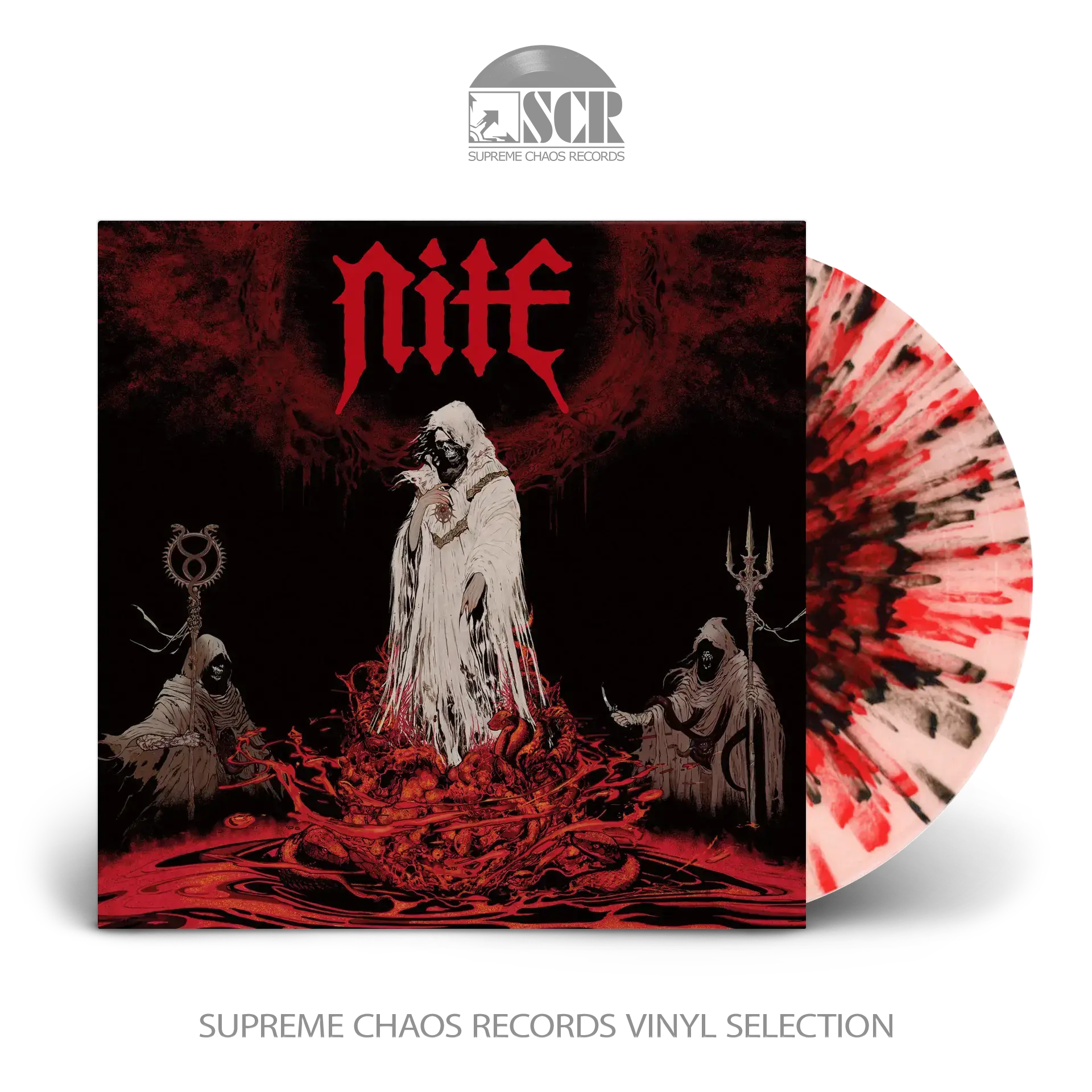 NITE · Cult Of The Serpent Sun | CLEAR/BLACK/RED SPLATTER LP (Black Metal/Heavy Metal Vinyl)
