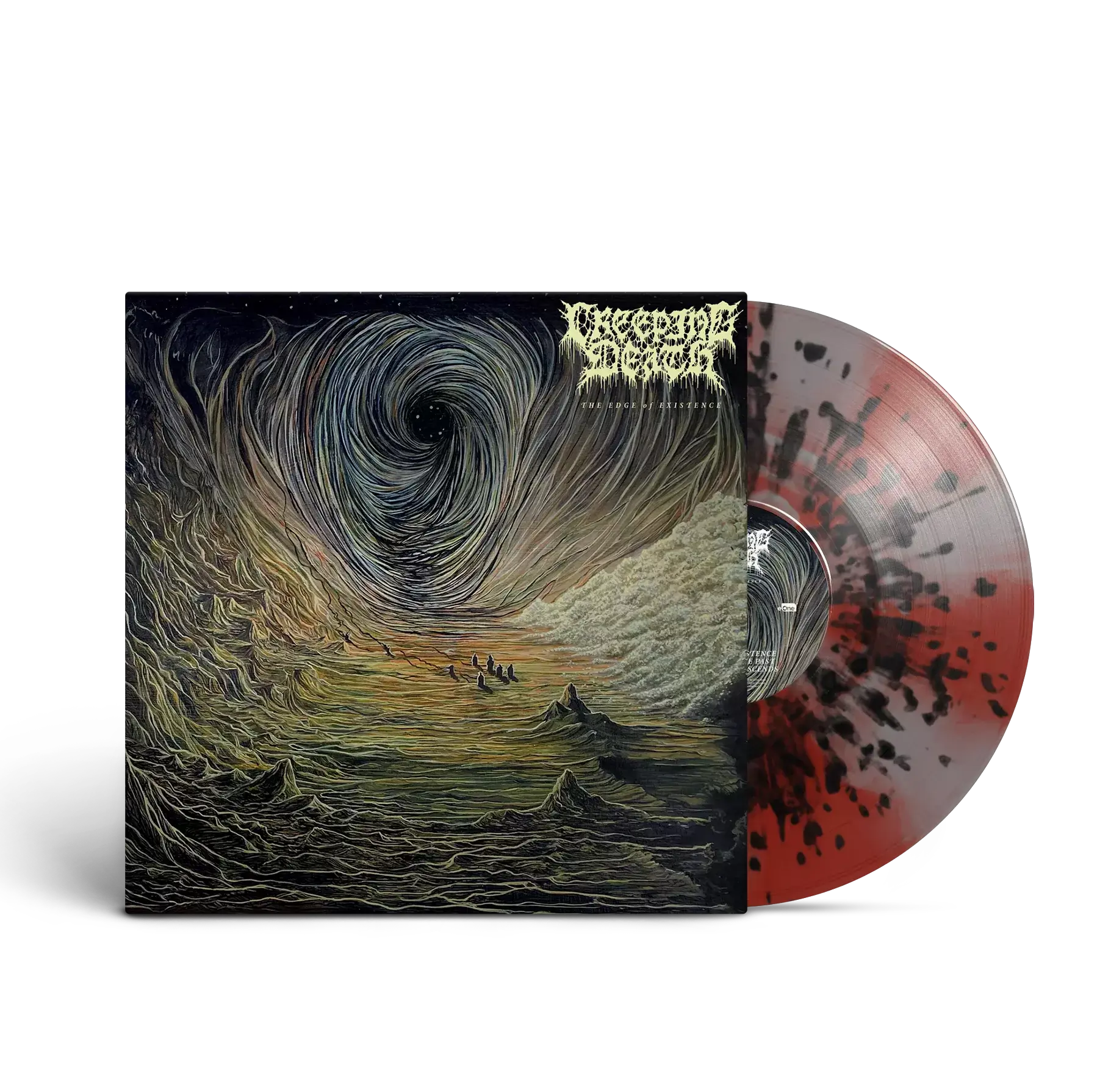 CREEPING DEATH - The Edge Of Existence · RUBY/GREY PINWHEEL/BLACK SPLATTER LP (Death Metal Vinyl)