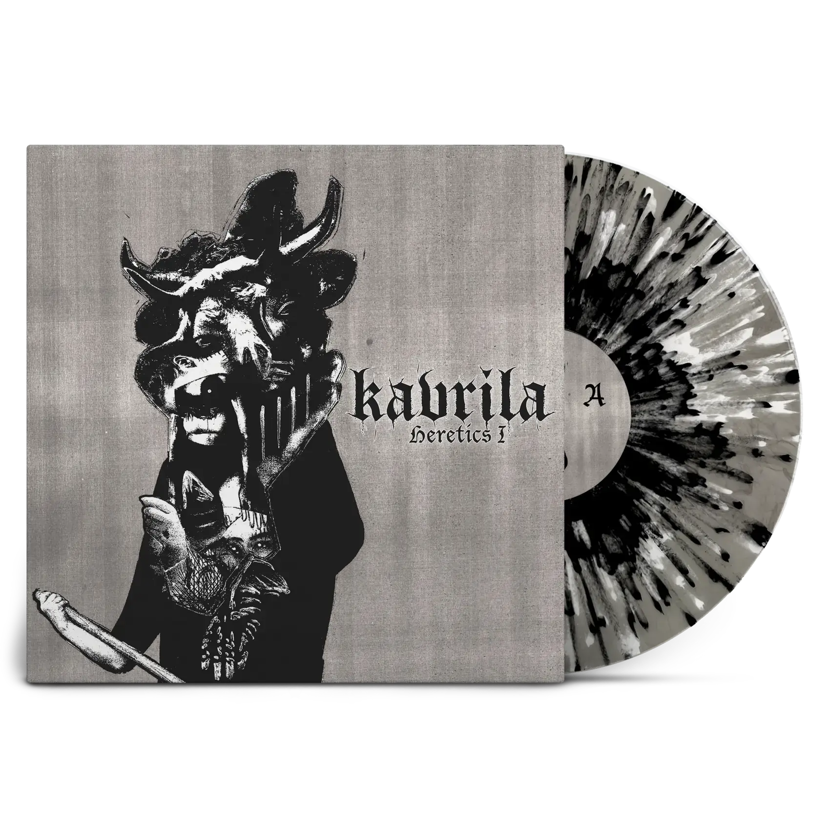 KAVRILA · Heretics I | CLEAR MARBLED WHITE/BLACK SPLATTER LP+SHIRT BUNDLE · Bild 1 KAVRILA · Heretics I | CLEAR MARBLED WHITE/BLACK SPLATTER LP+SHIRT BUNDLE (Sludge/Doom Metal/Black Metal/Hardcore Vinyl) · Bild 1
