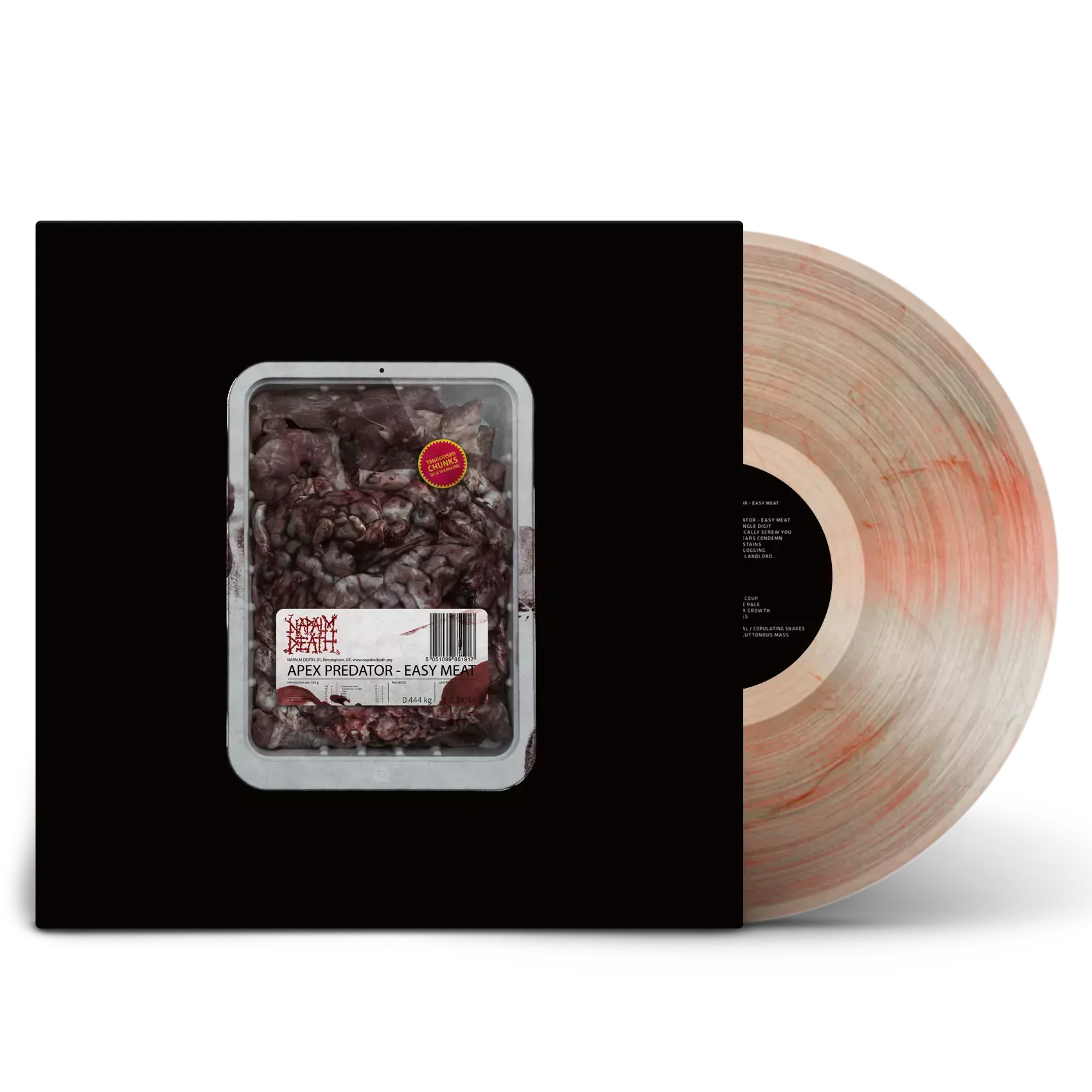 NAPALM DEATH - Apex Predator - Easy Meat · CLEAR RED BLACK FLESH MARBLED LP (Grindcore Vinyl)