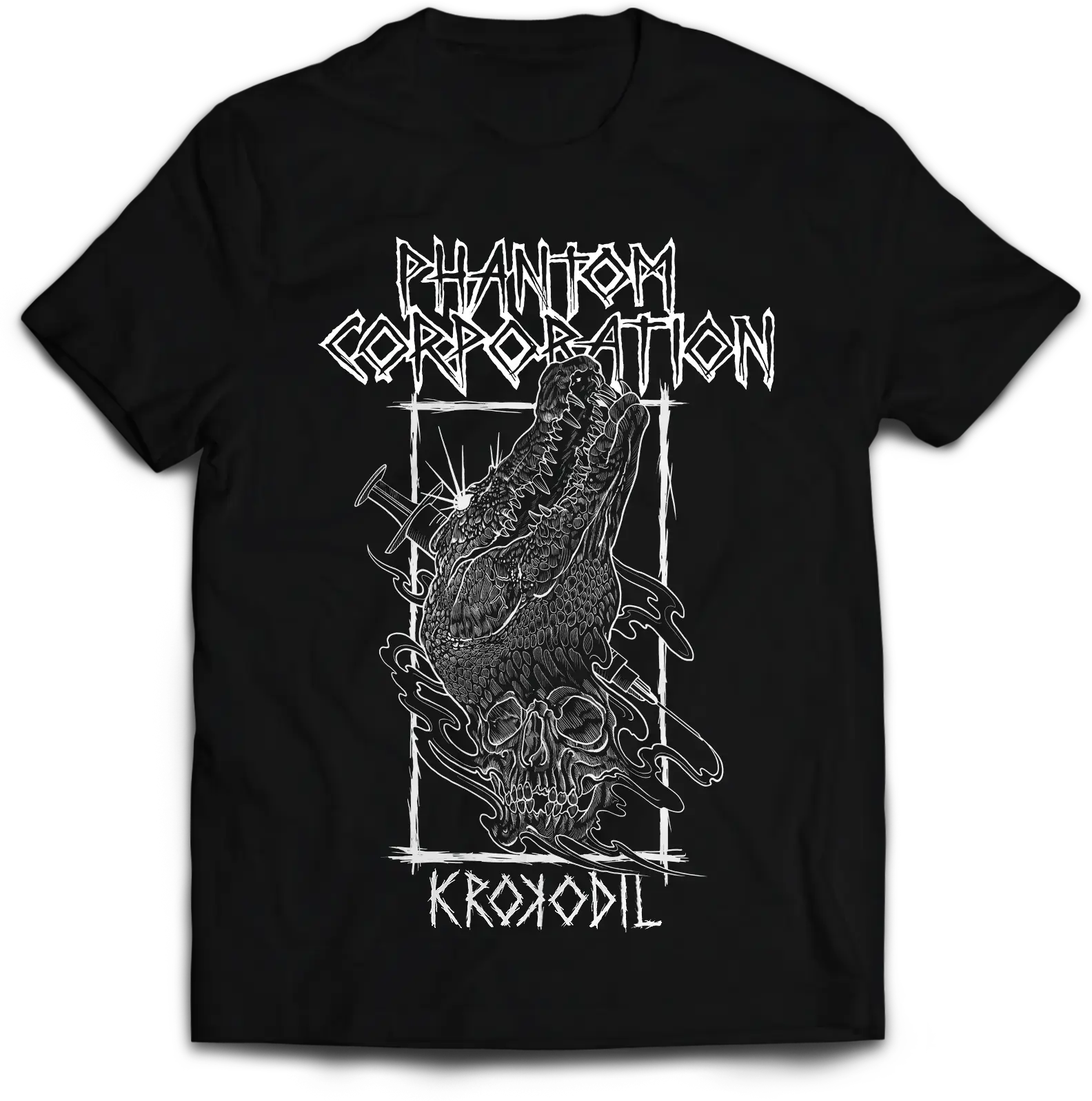 PHANTOM CORPORATION · Krokodil Black | T-SHIRT PHANTOM CORPORATION · Krokodil Black | T-SHIRT (Thrash Metal/D-Beat/Death Metal Clothes)