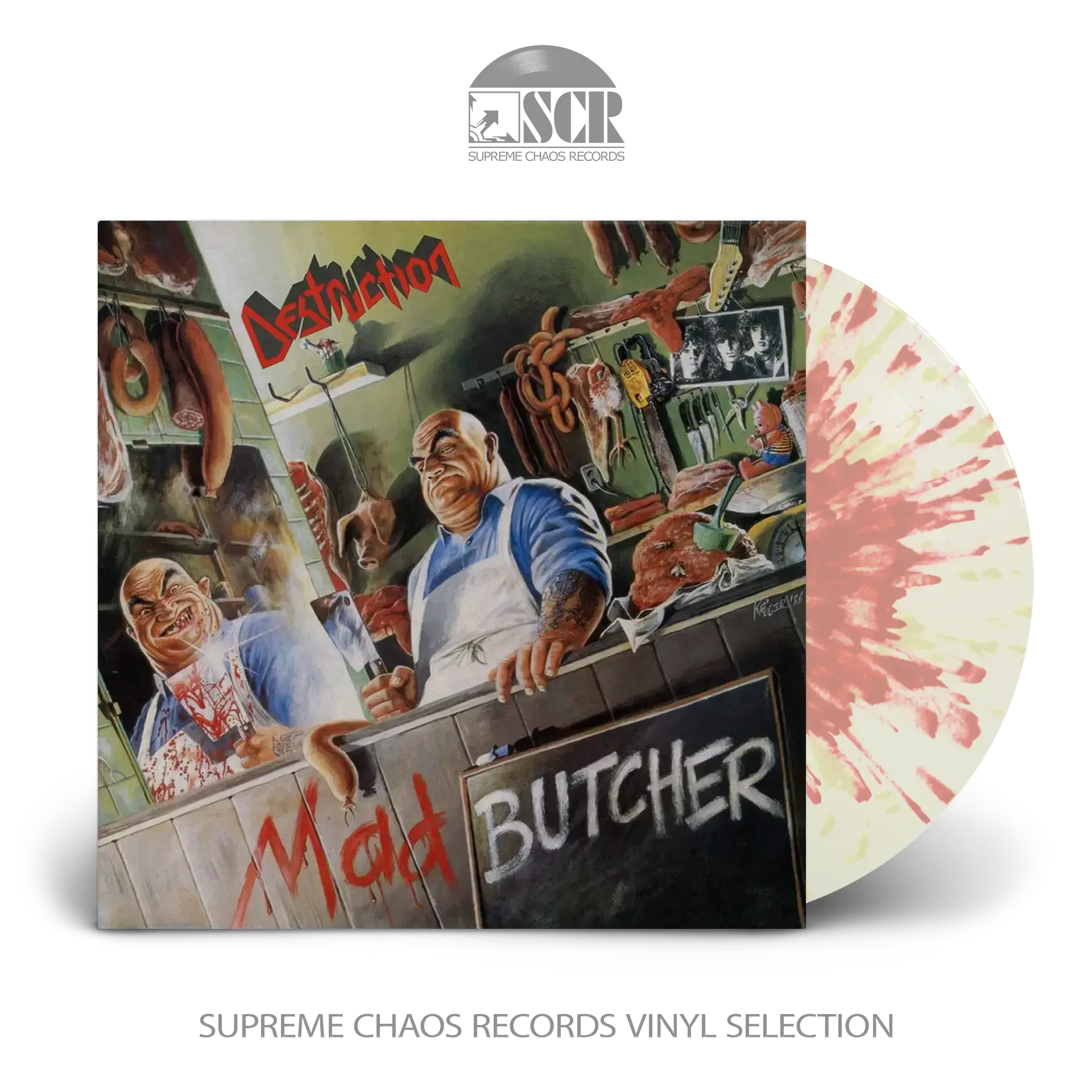 DESTRUCTION · Mad Butcher | CLEAR/YELLOW/RED FIRE SPLATTER LP (Thrash Metal Vinyl)