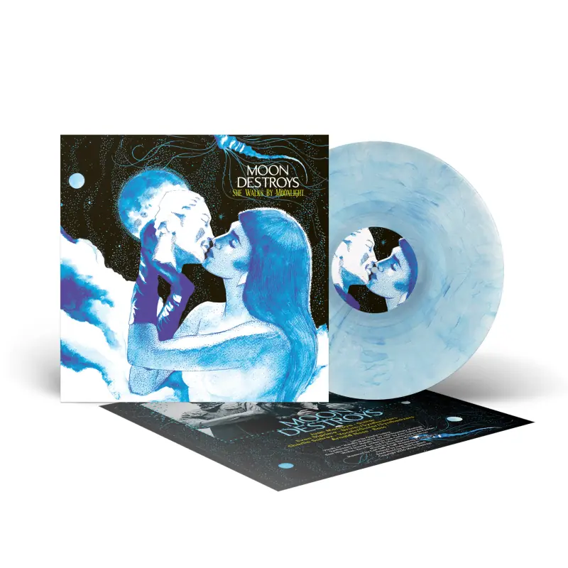 MOON DESTROYS - She Walks By Moonlight · CLEAR/BLUE LP (Post Rock/Doom Rock/Shoegaze Vinyl)