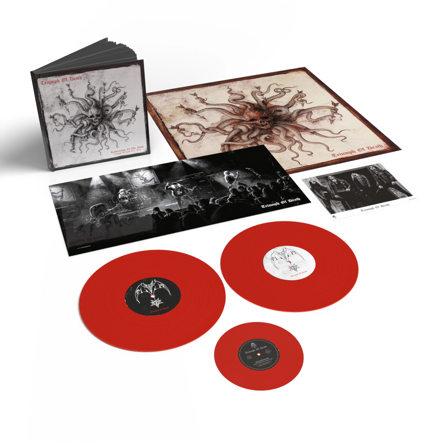 TRIUMPH OF DEATH - Resurrection Of The Flesh · RED 2LP + 7" DELUXE BOOKPACK TRIUMPH OF DEATH - Resurrection Of The Flesh · RED 2LP + 7" DELUXE BOOKPACK (Death Metal/Black Metal Vinyl)