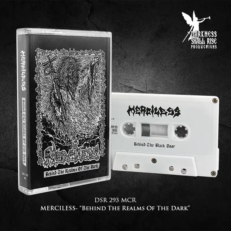 MERCILESS · Behind The Realms Of The Dark | WHITE TAPE MERCILESS · Behind The Realms Of The Dark | WHITE TAPE (Death Metal Tapes)