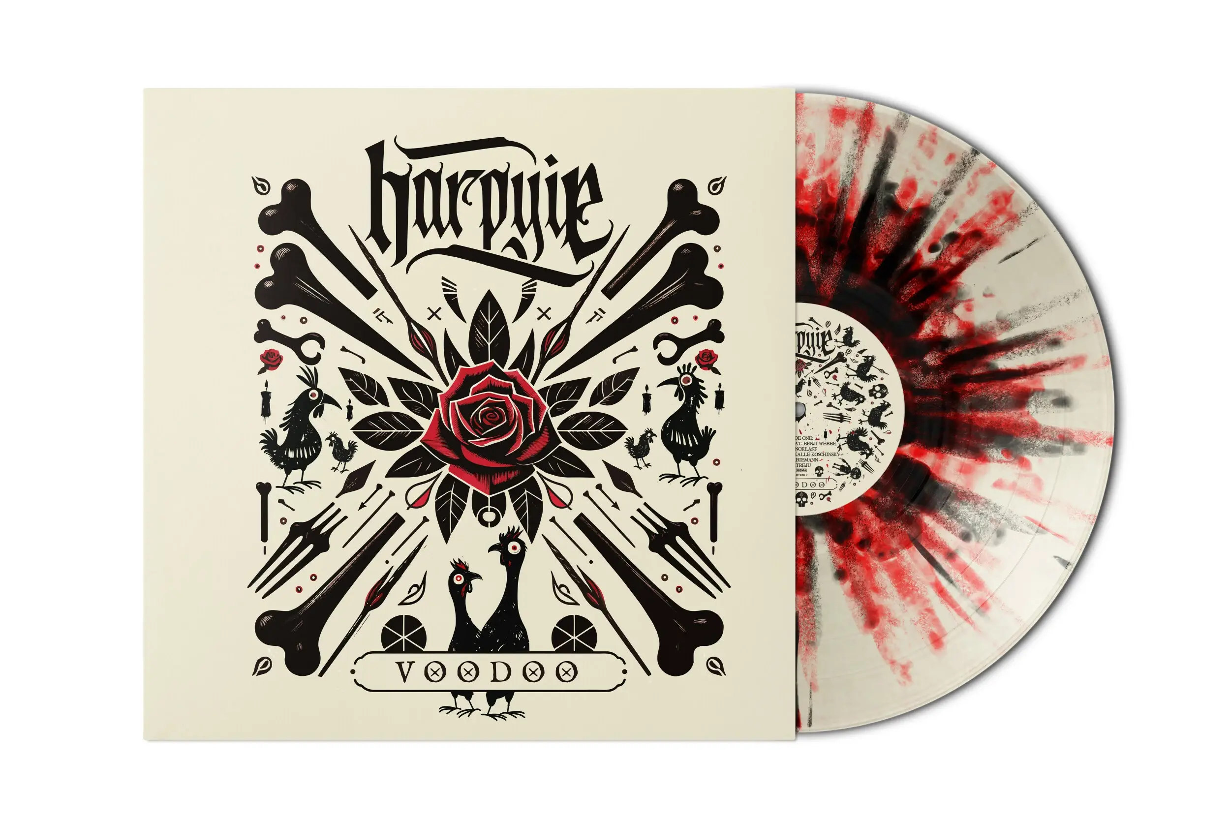 HARPYIE · Voodoo | BEIGE/BLACK/RED SPLATTER LP (Medieval Rock/Hardrock Vinyl)