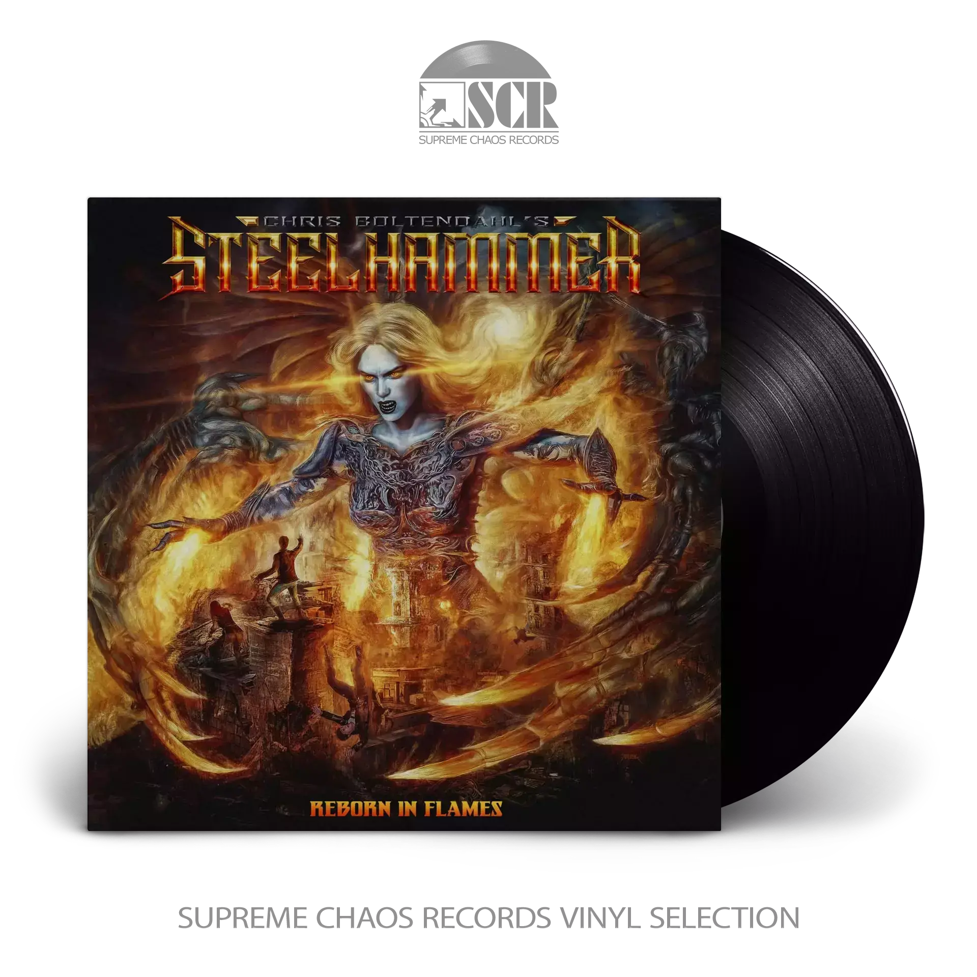 CHRIS BOHLTENDAHL'S STEELHAMMER · Reborn In Flames | BLACK LP CHRIS BOHLTENDAHL'S STEELHAMMER · Reborn In Flames | BLACK LP (Heavy Metal Vinyl)