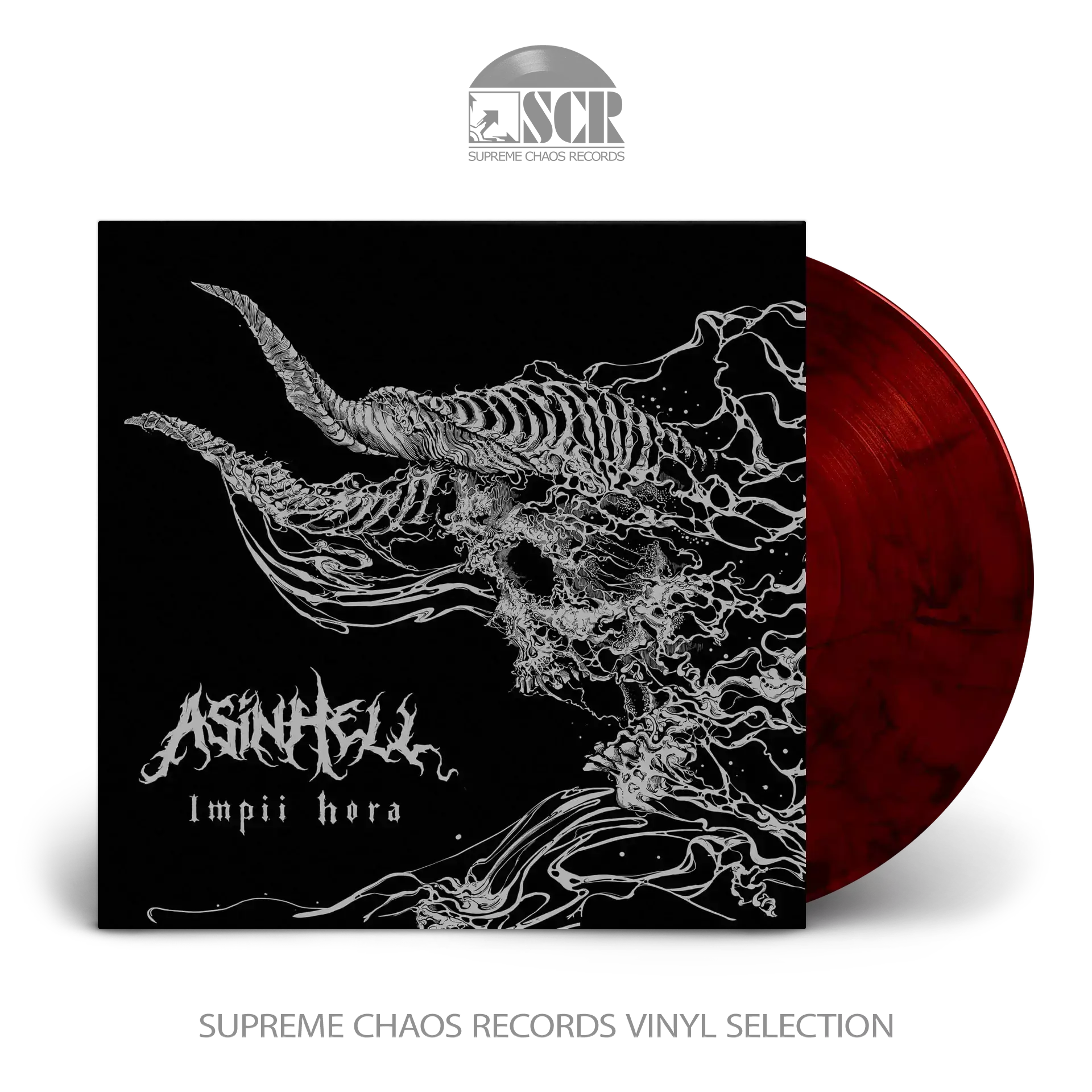 ASINHELL - Impii Hora · CRIMSON RED MARBLED LP (Death Metal Vinyl)