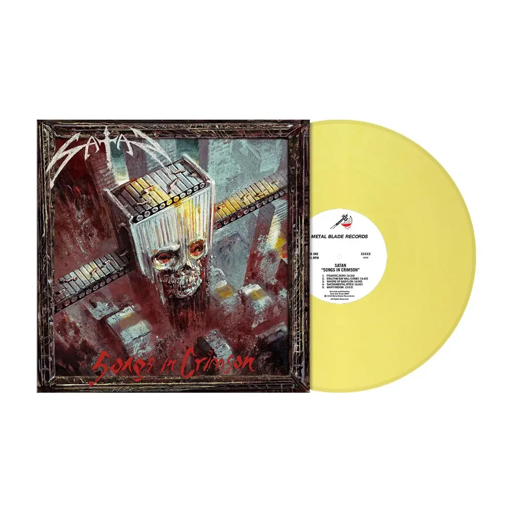 SATAN · Songs in Crimson | PALE YELLOW MARBLED LP SATAN · Songs in Crimson | PALE YELLOW MARBLED LP (Heavy Metal Vinyl)