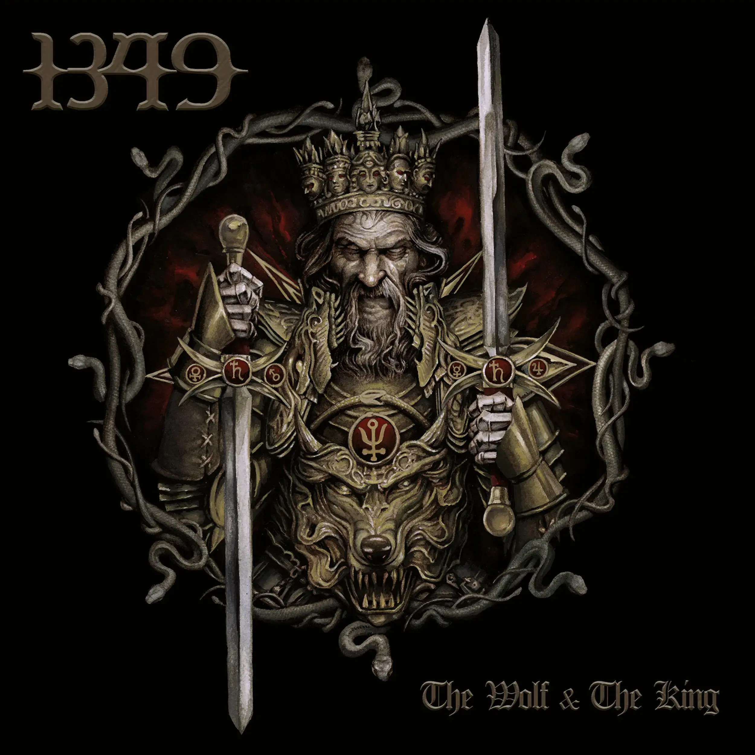 1349 - The Wolf & The King · CRYSTAL CLEAR/BLACK MARBLED 2LP · Bild 1 1349 - The Wolf & The King · CRYSTAL CLEAR/BLACK MARBLED 2LP (Black Metal Vinyl) · Bild 1