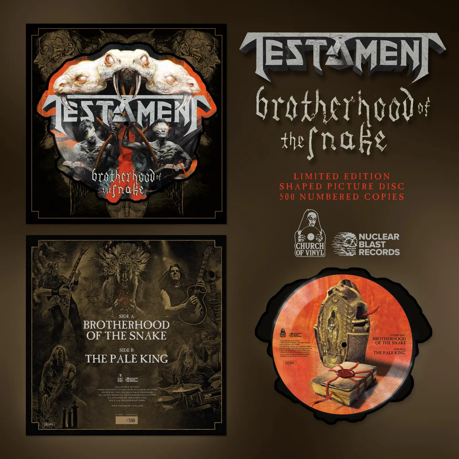 TESTAMENT - Brotherhood Of The Snake · SHAPE PICTURE LP (Thrash Metal Vinyl)