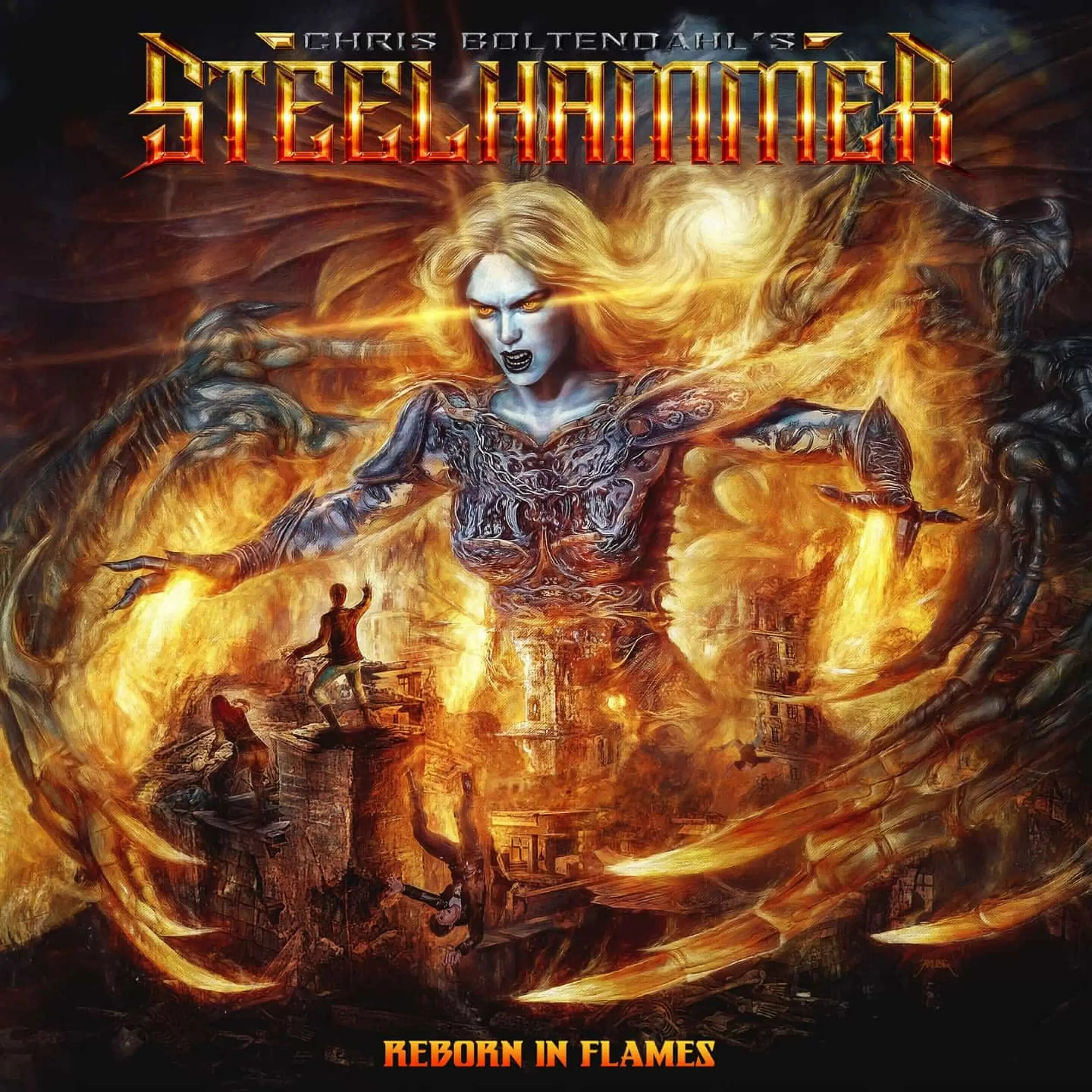 CHRIS BOHLTENDAHL'S STEELHAMMER - Reborn In Flames · SUN YELLOW LP · Bild 1 CHRIS BOHLTENDAHL'S STEELHAMMER - Reborn In Flames · SUN YELLOW LP (Heavy Metal Vinyl) · Bild 1