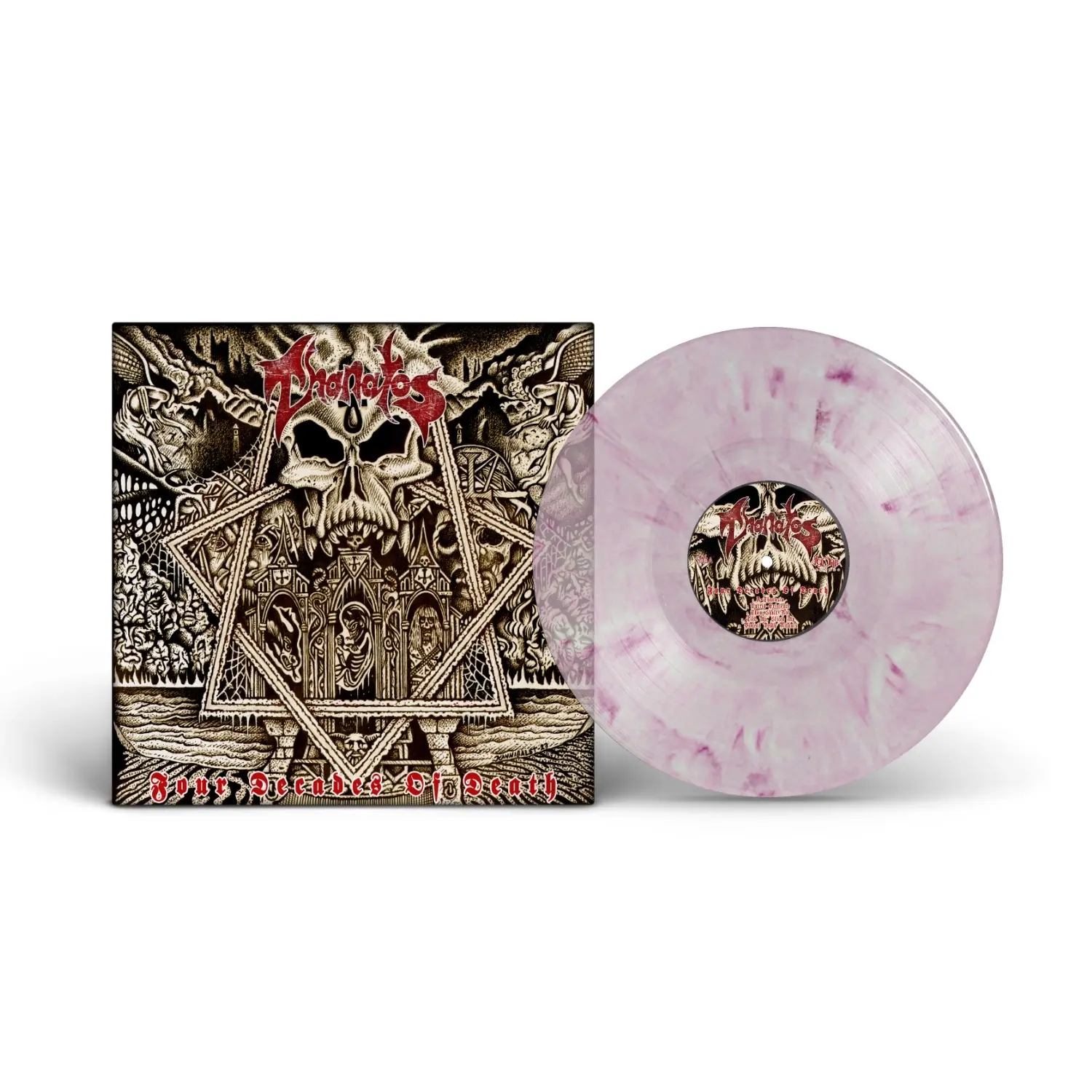 THANATOS - Four Decades Of Death · CLEAR/RED SMOKE LP+DVD THANATOS - Four Decades Of Death · CLEAR/RED SMOKE LP+DVD (Death Metal Vinyl)