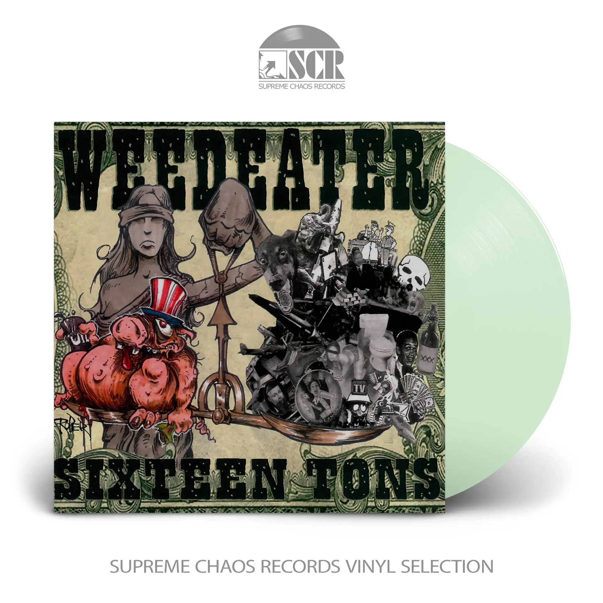 WEEDEATER - Sixteen Tons · TRANSPARENT ICE GREEN LP (Stoner Rock Vinyl)