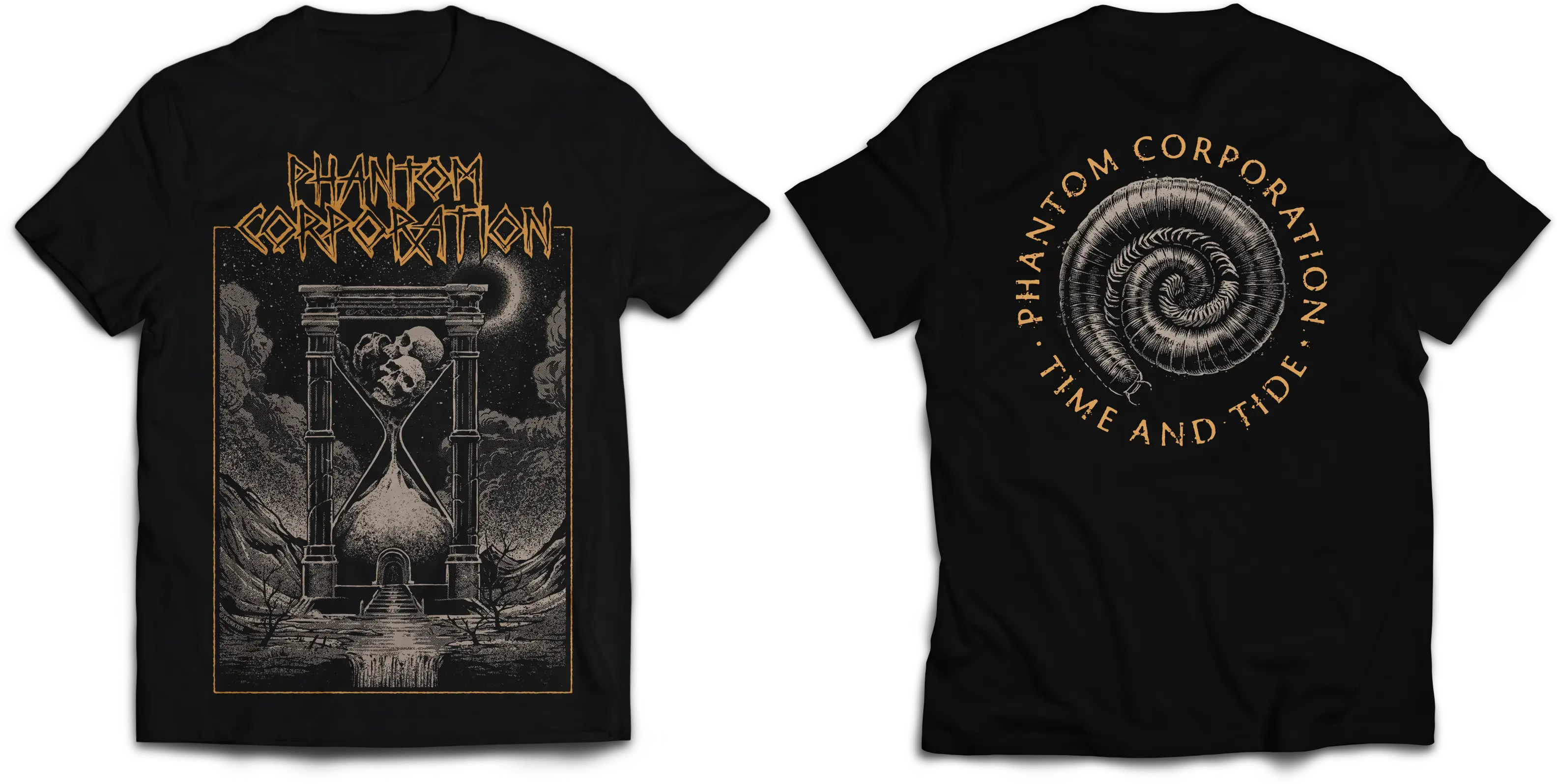 PHANTOM CORPORATION - Time And Tide Cover · T-SHIRT (Thrash Metal/D-Beat/Death Metal Clothes)
