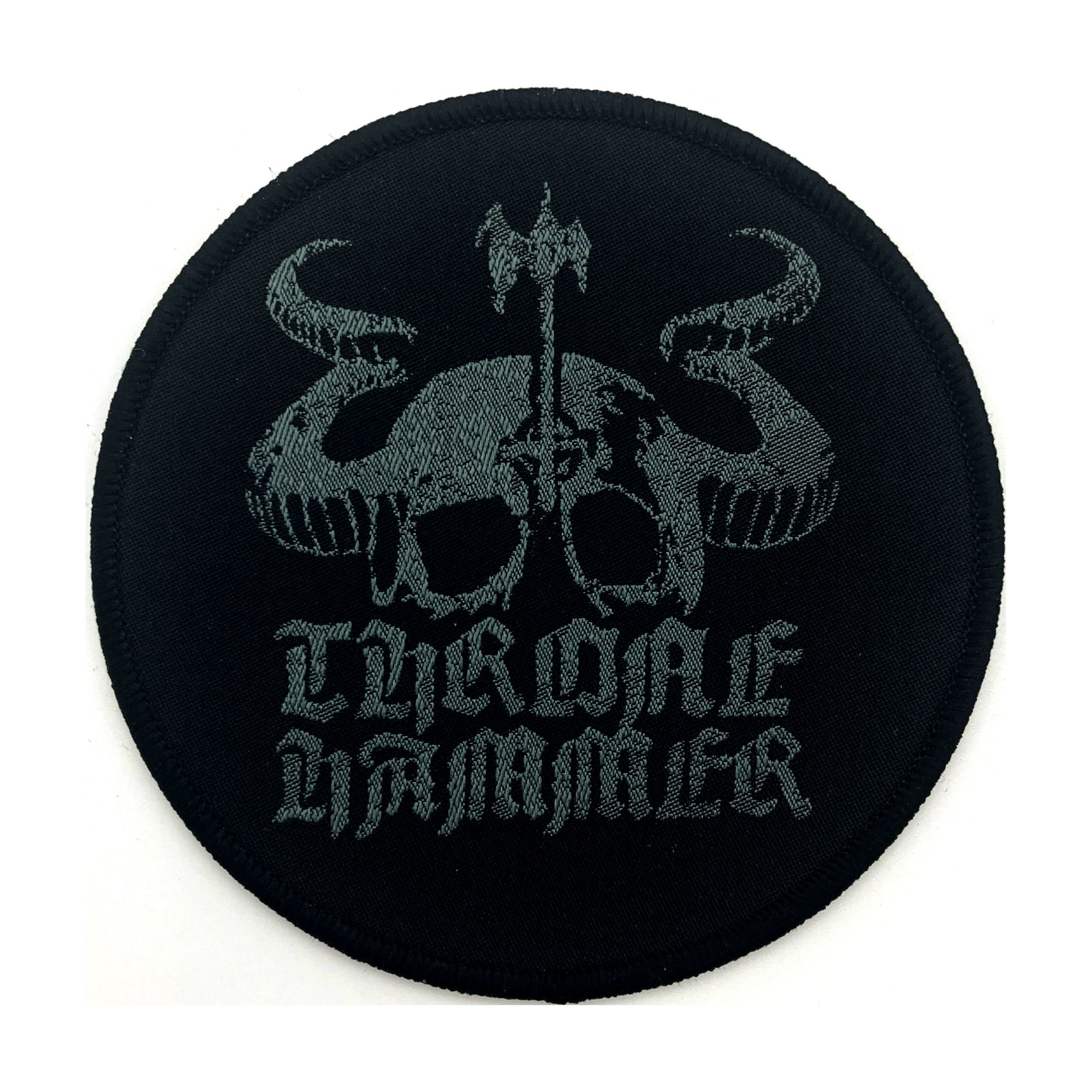 THRONEHAMMER - Horned Skull Round Patch · PATCH THRONEHAMMER - Horned Skull Round Patch · PATCH (Doom Metal Others)