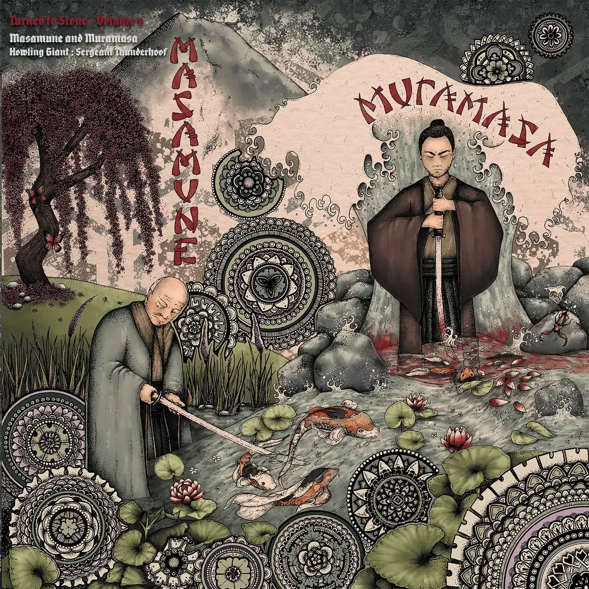 HOWLING GIANT/SERGEANT THUNDERHOOF · Turned To Stone Ch 2: Masamune & Muramasa | BLACK LP · Bild 1 HOWLING GIANT/SERGEANT THUNDERHOOF · Turned To Stone Ch 2: Masamune & Muramasa | BLACK LP (Psychedelic Metal/Doom Metal Vinyl) · Bild 1