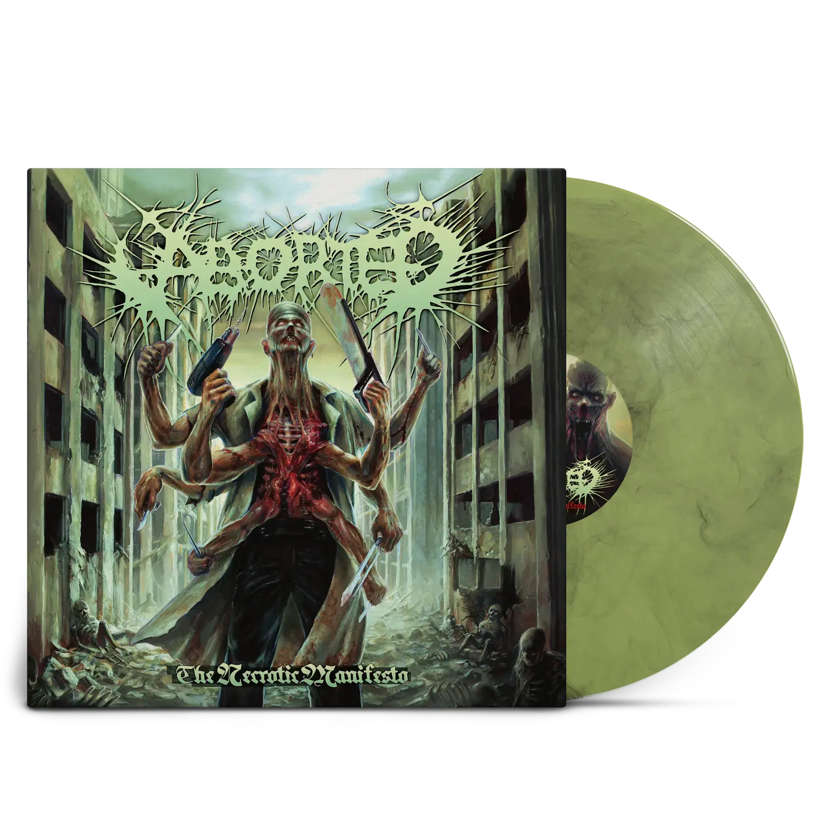 ABORTED - The Necrotic Manifesto · TRANSPARENT LIME/BLACK MARBLED LP ABORTED - The Necrotic Manifesto · TRANSPARENT LIME/BLACK MARBLED LP (Death Metal/Grindcore Vinyl)