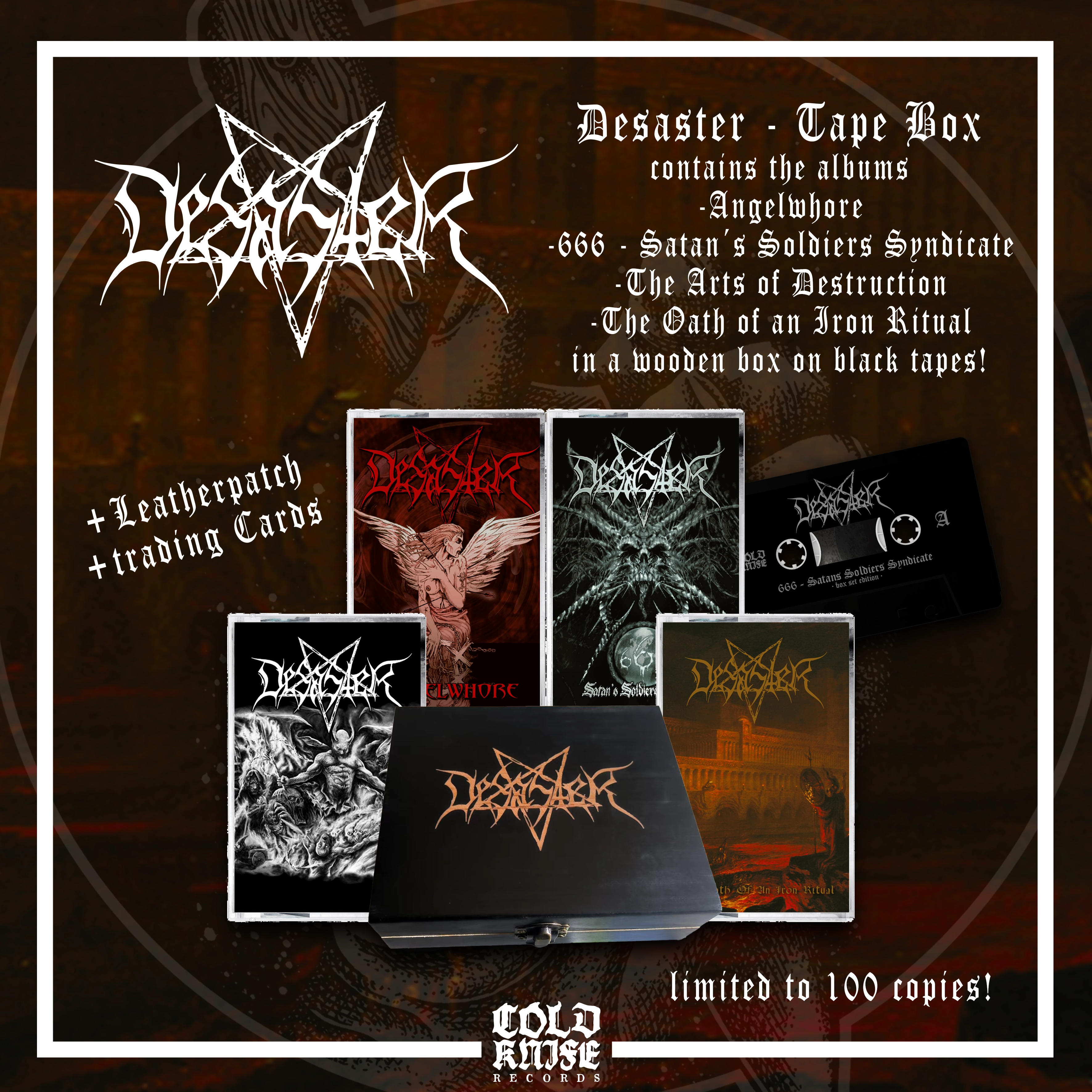 DESASTER · The Wooden Tape Box | 4 TAPE BOX SET (Thrash Metal/Black Metal Tapes)