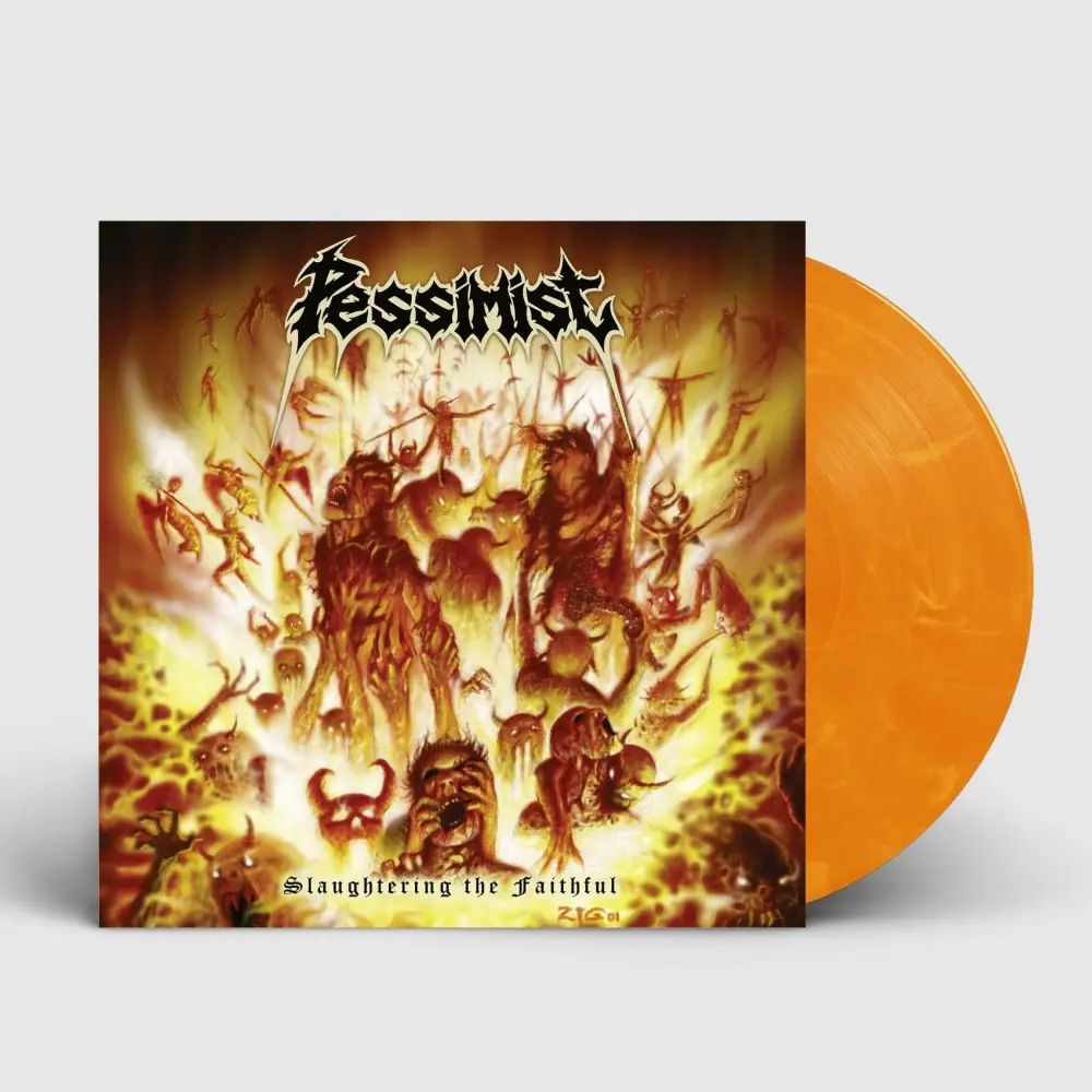 PESSIMIST - Slaughtering The Faithful · YELLOW/RED/ORANGE LP PESSIMIST - Slaughtering The Faithful · YELLOW/RED/ORANGE LP (Death Metal Vinyl)