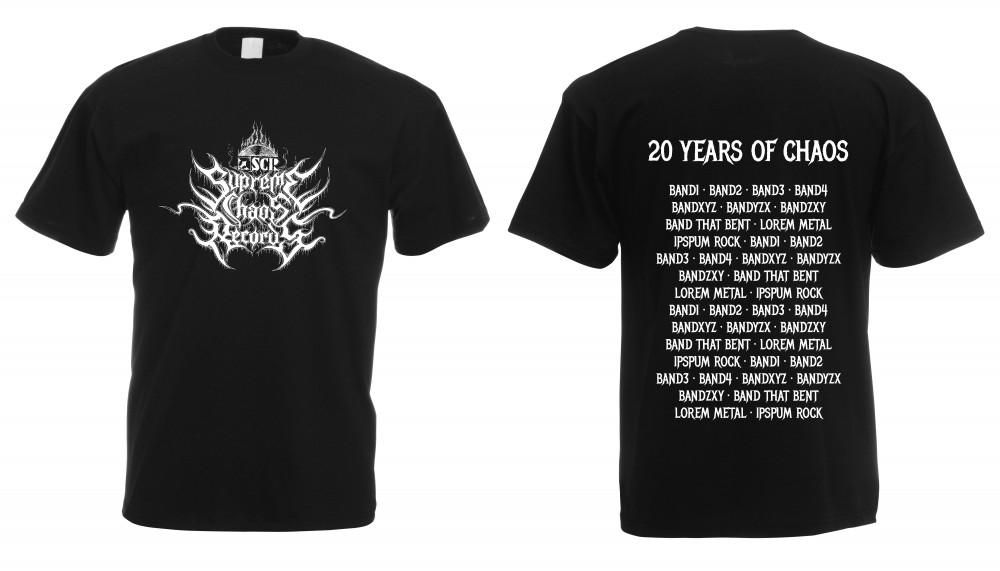 SUPREME CHAOS RECORDS - 20 Years Of Chaos Bands · T-SHIRT SUPREME CHAOS RECORDS - 20 Years Of Chaos Bands · T-SHIRT (Heavy Metal Clothes)