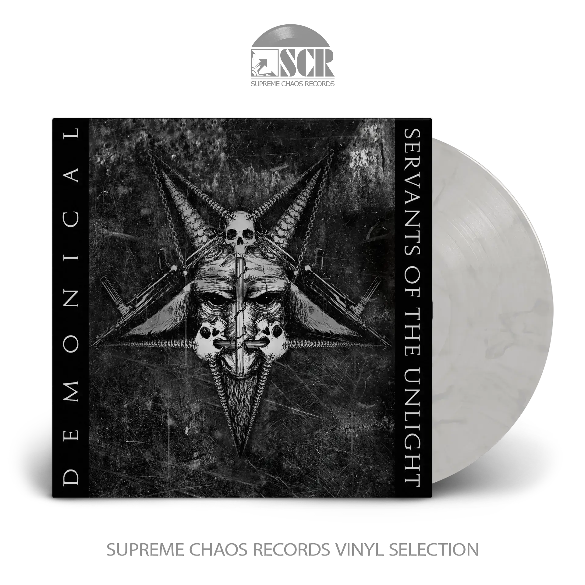 DEMONICAL - Servants Of The Unlight · WHITE/GREY/BLACK MARBLED LP (Death Metal Vinyl)