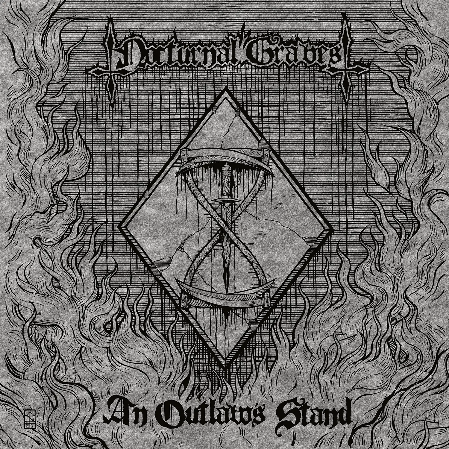 NOCTURNAL GRAVES - An Outlaw's Stand · CLEAR/BLACK LP · Bild 1 NOCTURNAL GRAVES - An Outlaw's Stand · CLEAR/BLACK LP (Black Metal Vinyl) · Bild 1