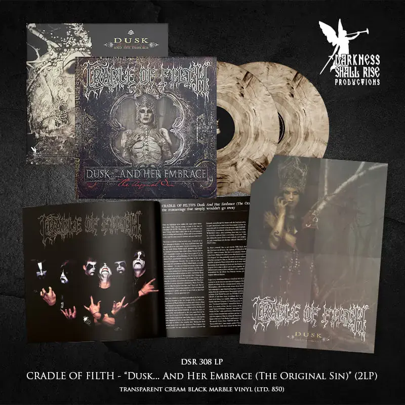 CRADLE OF FILTH - Dusk And Her Embrace (The Original Sin) · CREAM CLEAR/BLACK MARBLED 2LP · Bild 2 CRADLE OF FILTH - Dusk And Her Embrace (The Original Sin) · CREAM CLEAR/BLACK MARBLED 2LP (Gothic Metal/Black Metal Vinyl) · Bild 2
