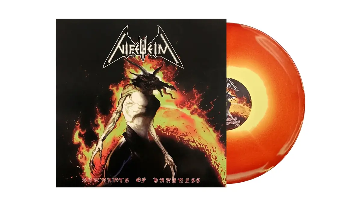 NIFELHEIM - Servants Of Darkness · ORANGE/RED SWIRL LP NIFELHEIM - Servants Of Darkness · ORANGE/RED SWIRL LP (Black Metal Vinyl)