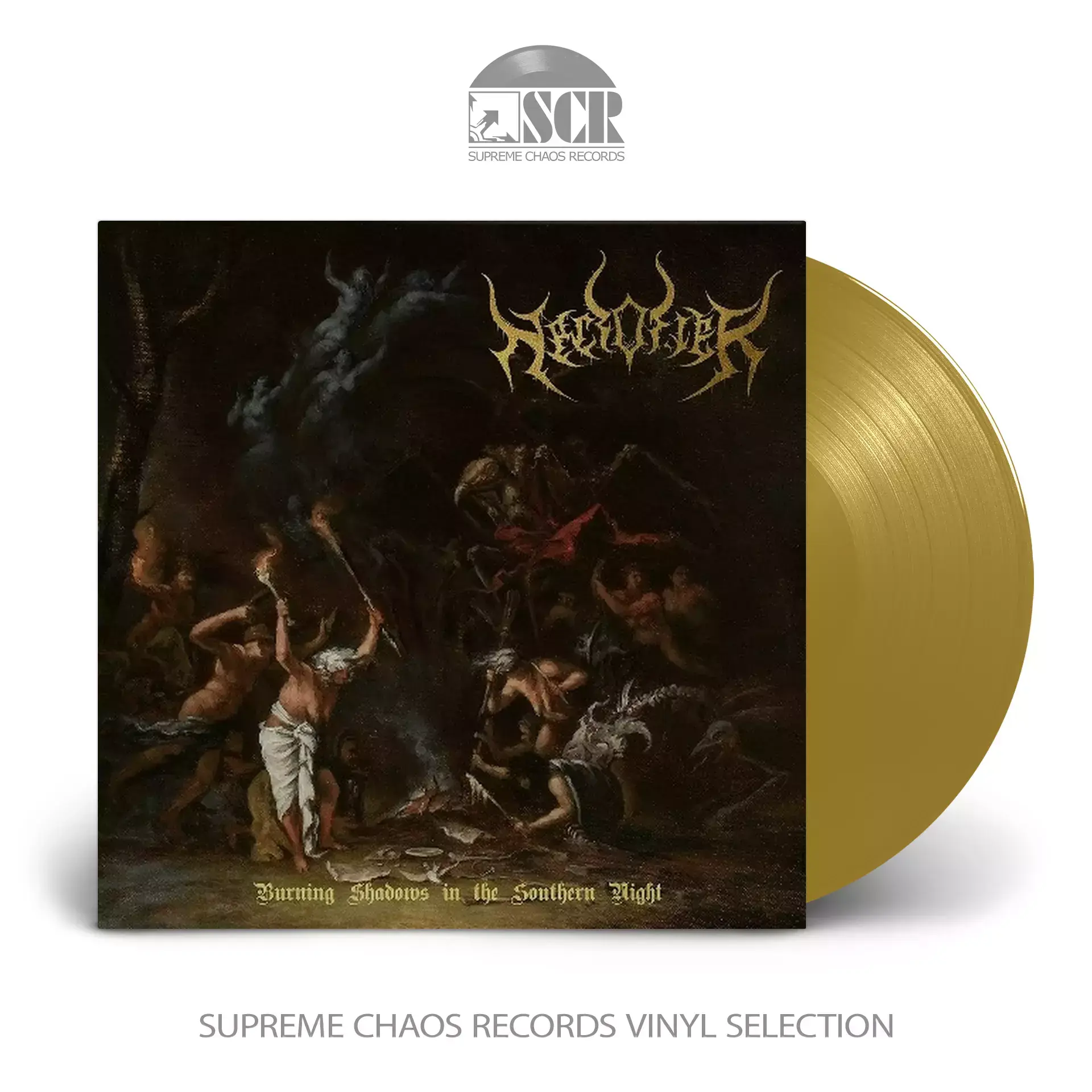 NECROFIER - Burning Shadows in the Southern Night · GOLD LP NECROFIER - Burning Shadows in the Southern Night · GOLD LP (Black Metal Vinyl)