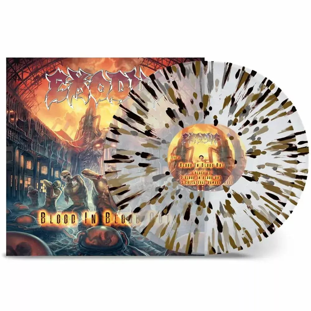 EXODUS · Blood In Blood Out | CLEAR/GOLD/BLACK SPLATTER 2LP EXODUS · Blood In Blood Out | CLEAR/GOLD/BLACK SPLATTER 2LP (Thrash Metal Vinyl)