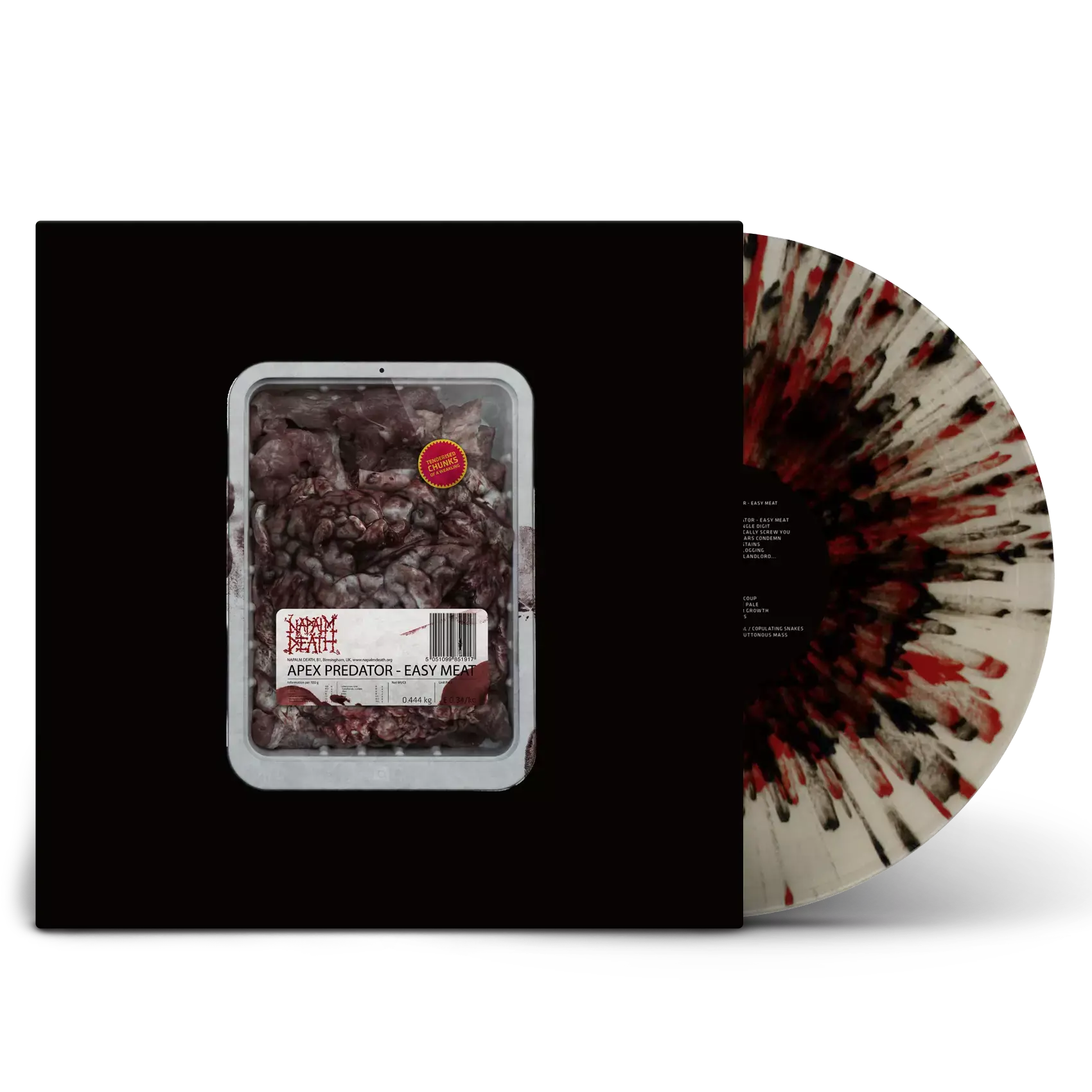NAPALM DEATH · Apex Predator - Easy Meat | WHITE RED BLACK SPLATTER LP (Grindcore Vinyl)