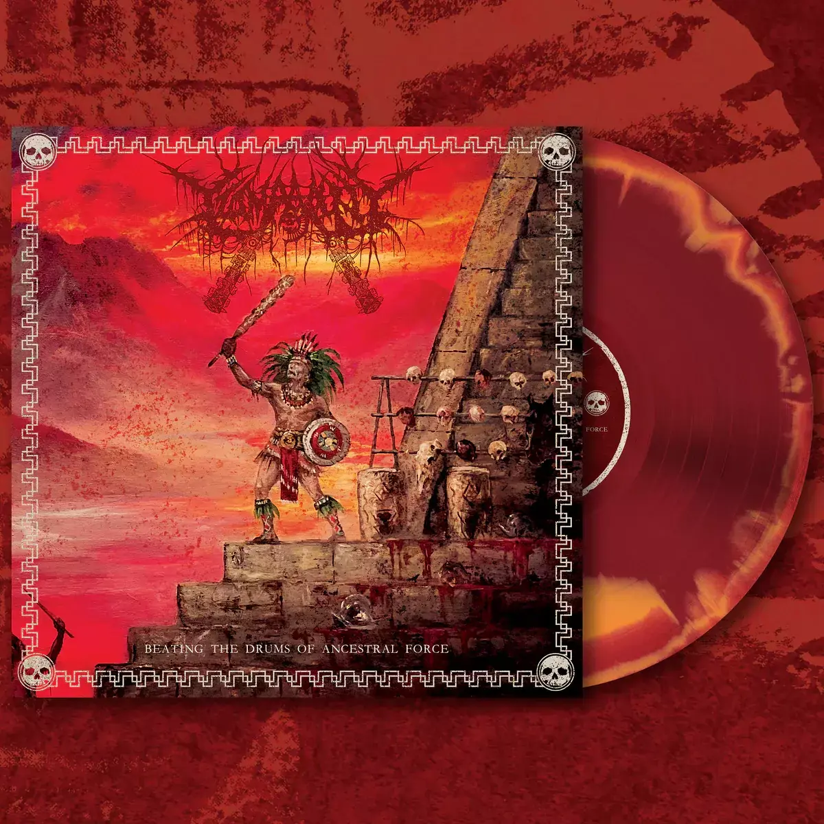 TZOMPANTLI · Beating The Drums Of Ancestral Force | OXBLOOD/ORANGE LP TZOMPANTLI · Beating The Drums Of Ancestral Force | OXBLOOD/ORANGE LP (Death Metal Vinyl)