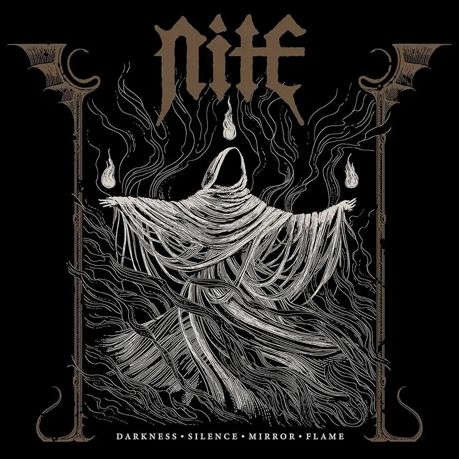 NITE - Darkness Silence Mirror Flame · WHITE/BLACK MARBLED LP (Heavy Metal/Black Metal Vinyl) · Bild 1