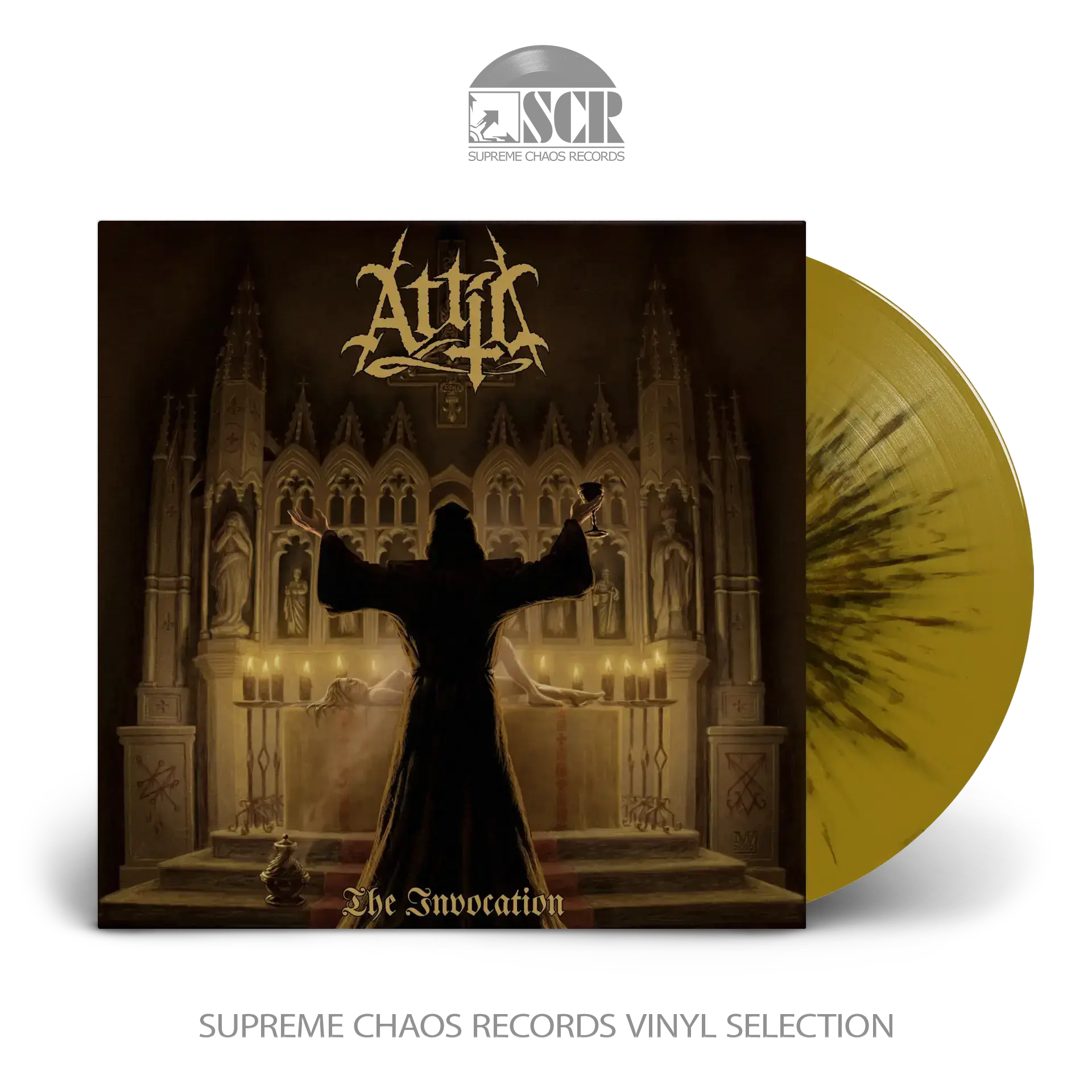 ATTIC · The Invocation | GOLD/BLACK SPLATTER LP ATTIC · The Invocation | GOLD/BLACK SPLATTER LP (Heavy Metal/Doom Metal Vinyl)