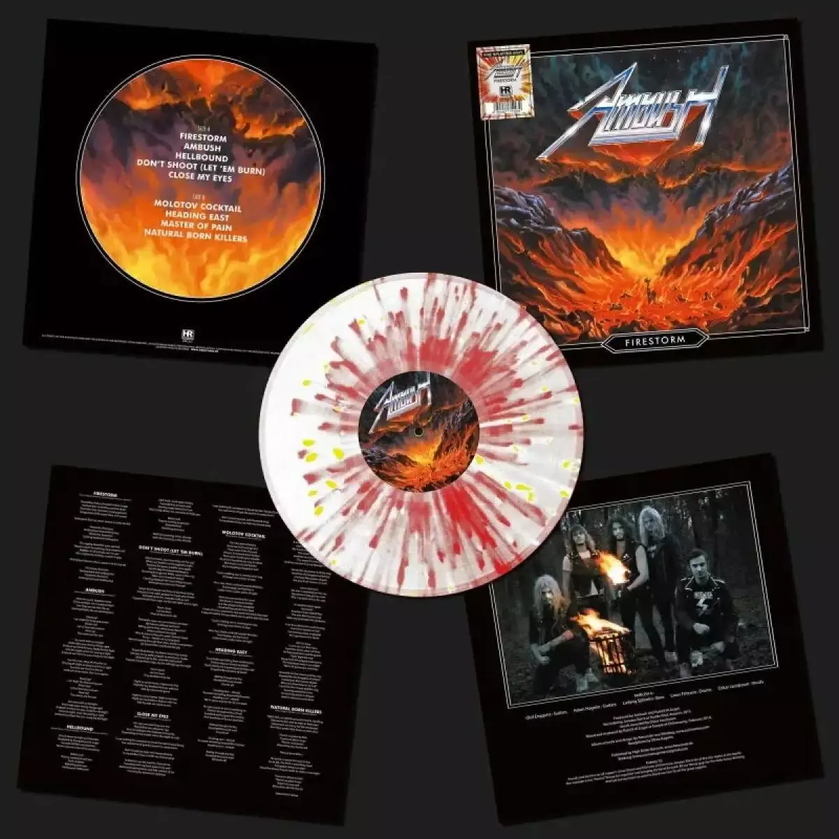 AMBUSH · Firestorm | WHITE/YELLOW/RED SPLATTER LP (Heavy Metal Vinyl)