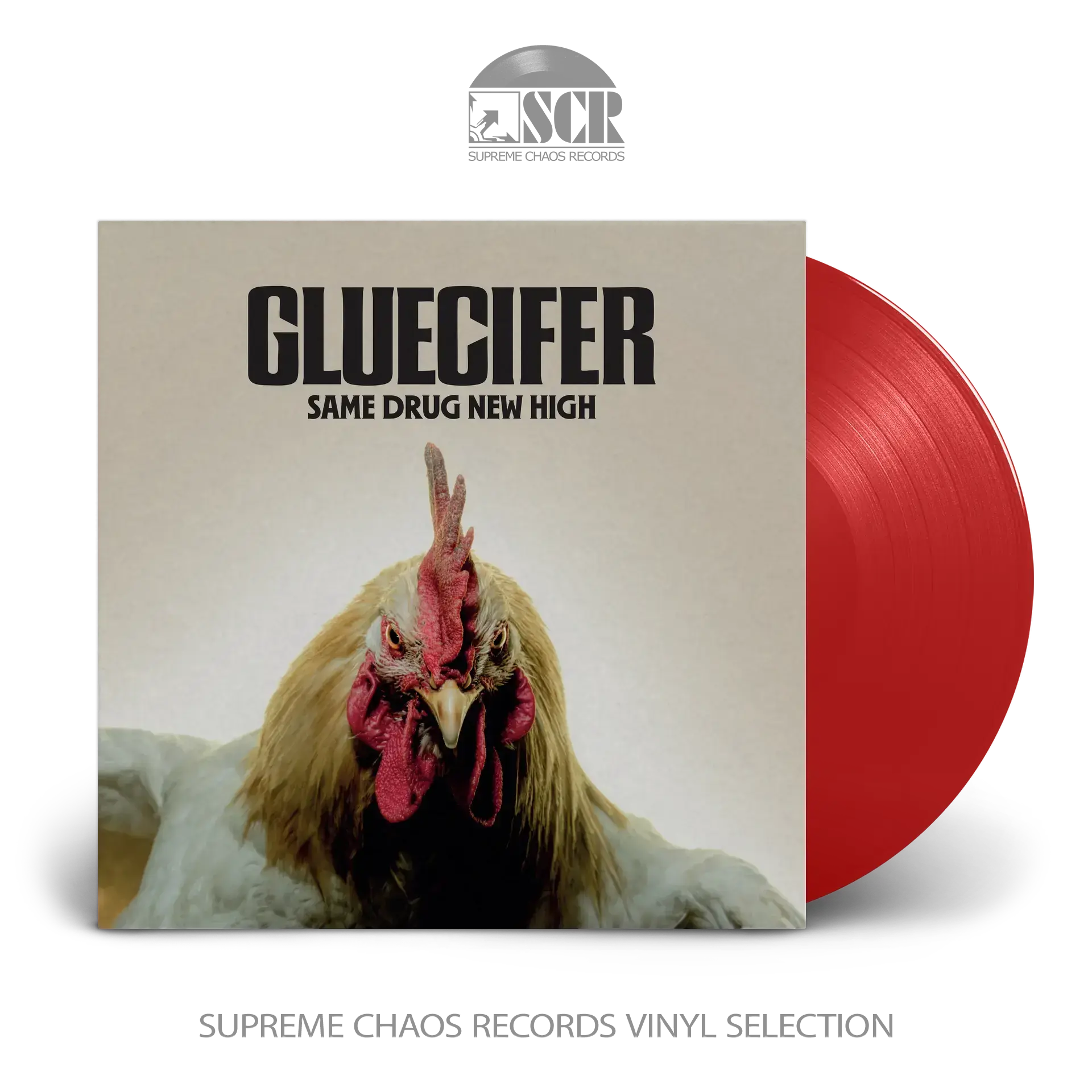 GLUECIFER - Same Drug New High · TRANSPARENT RED LP GLUECIFER - Same Drug New High · TRANSPARENT RED LP (Hard Rock Vinyl)