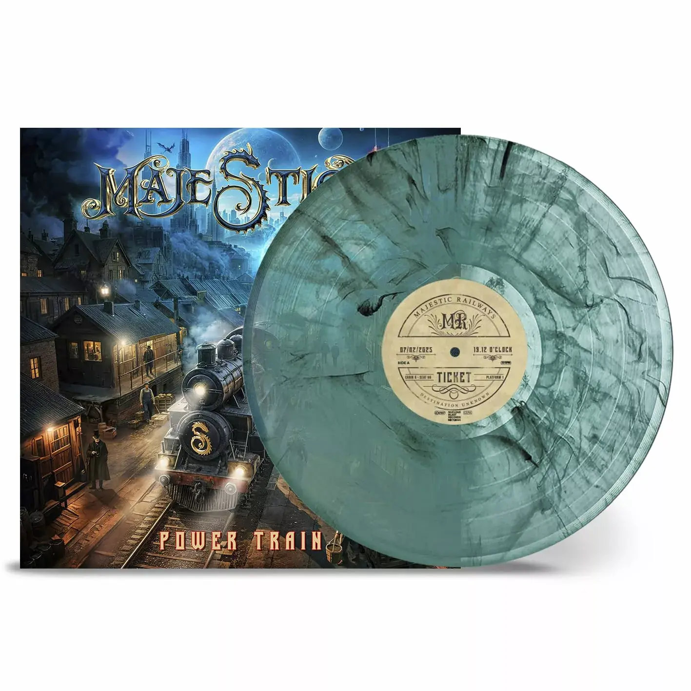 MAJESTICA - Power Train · TURQUOISE/BLACK SMOKE LP (Melodic Metal Vinyl)